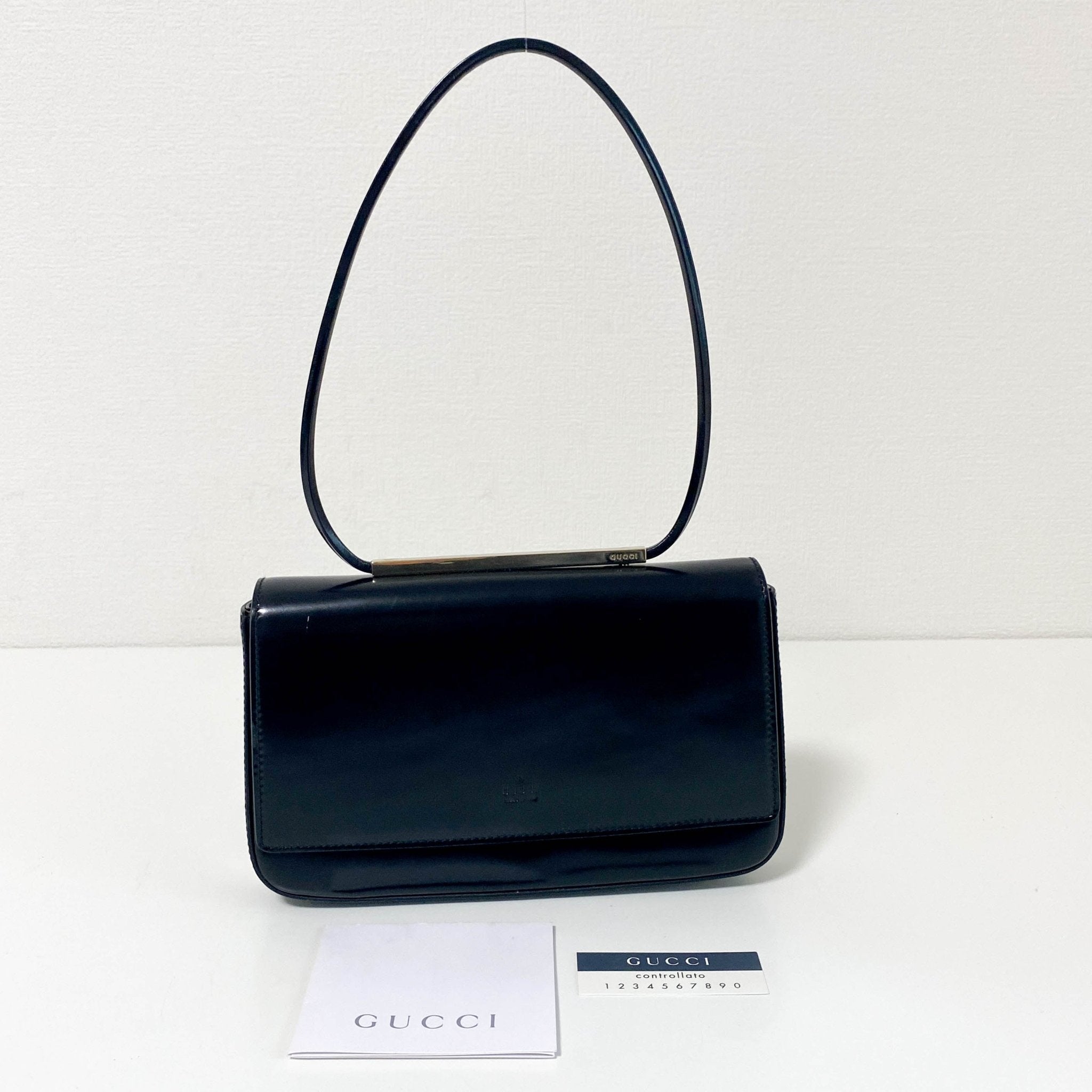 GUCCI Black Leather & Metal Hardware Detail Hand Bag, in , Sold by HIVE PRELOVED - Handle Bags, ,