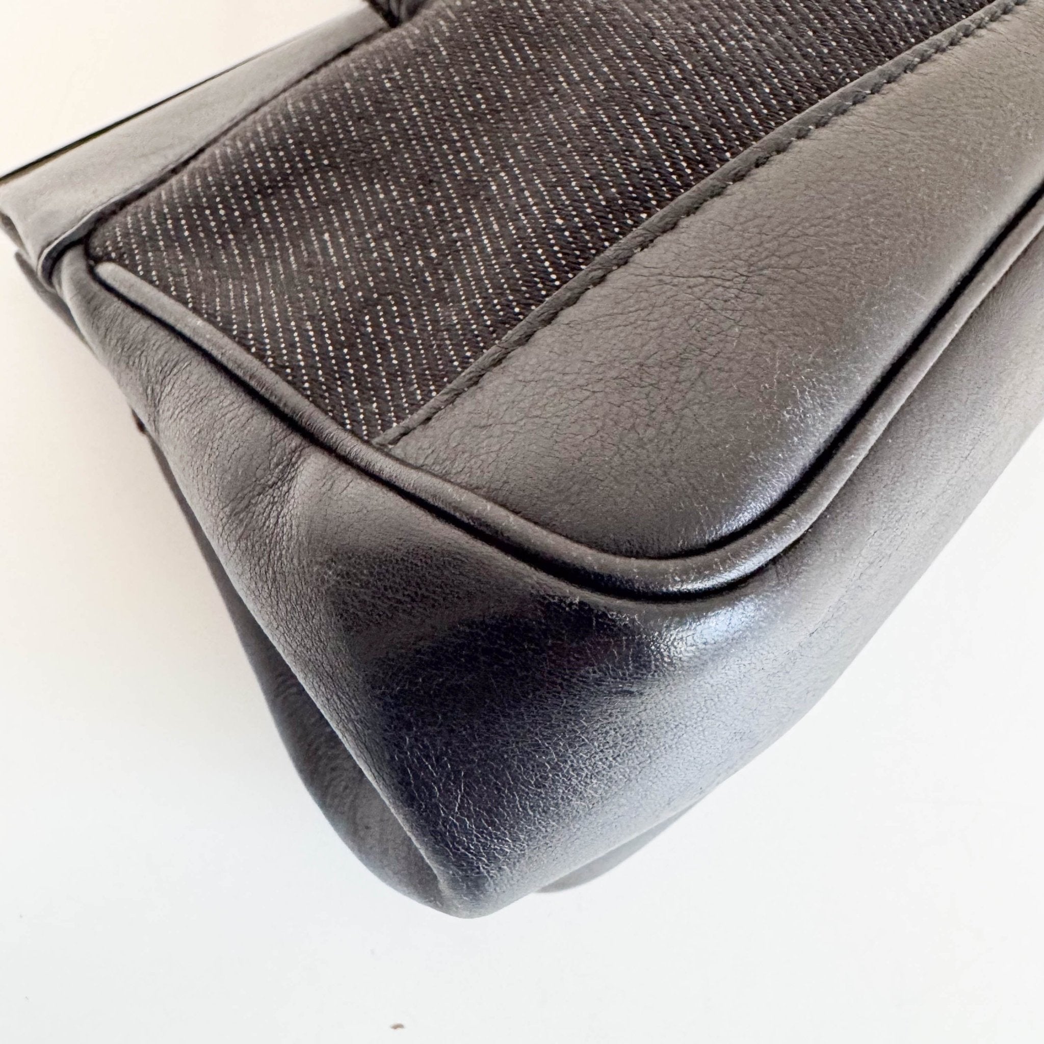 GUCCI Black Leather x Denim Silver Hardware Shoulder Bag, in , Sold by HIVE PRELOVED - Shoulder Bags, ,