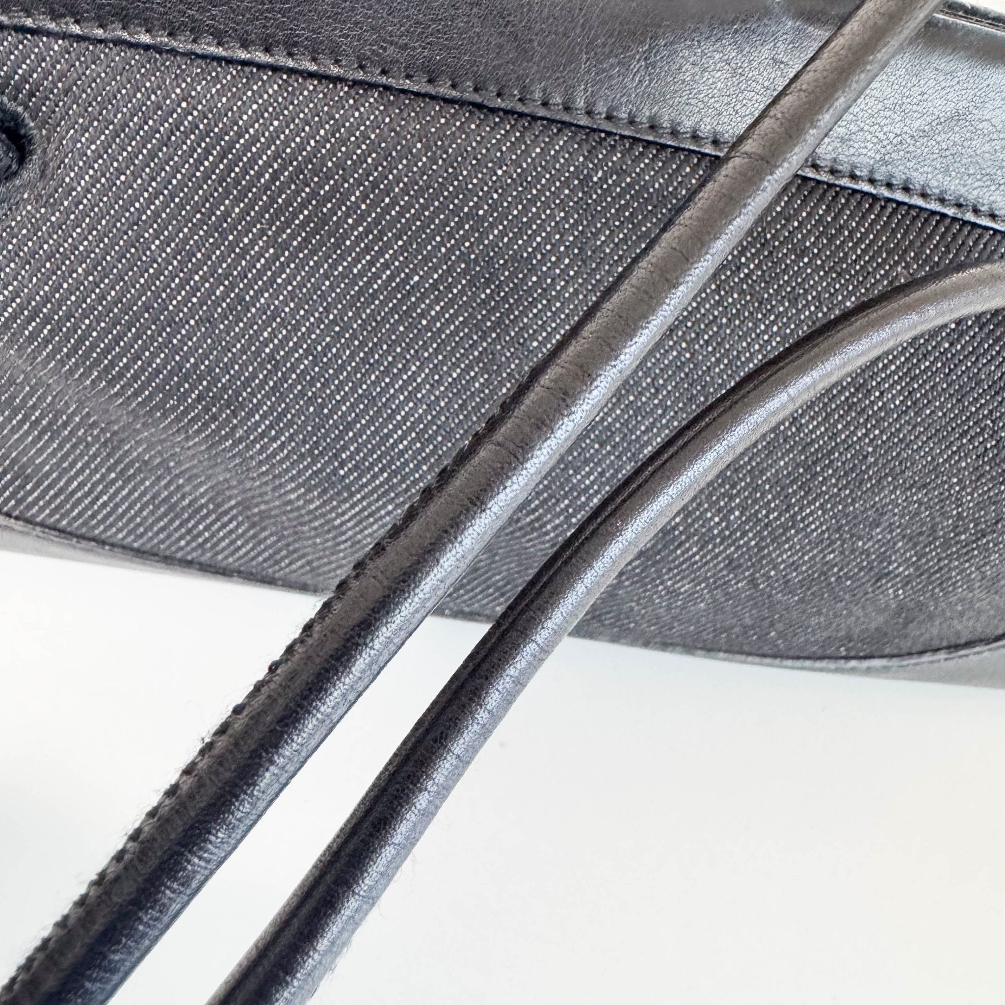 GUCCI Black Leather x Denim Silver Hardware Shoulder Bag, in , Sold by HIVE PRELOVED - Shoulder Bags, ,