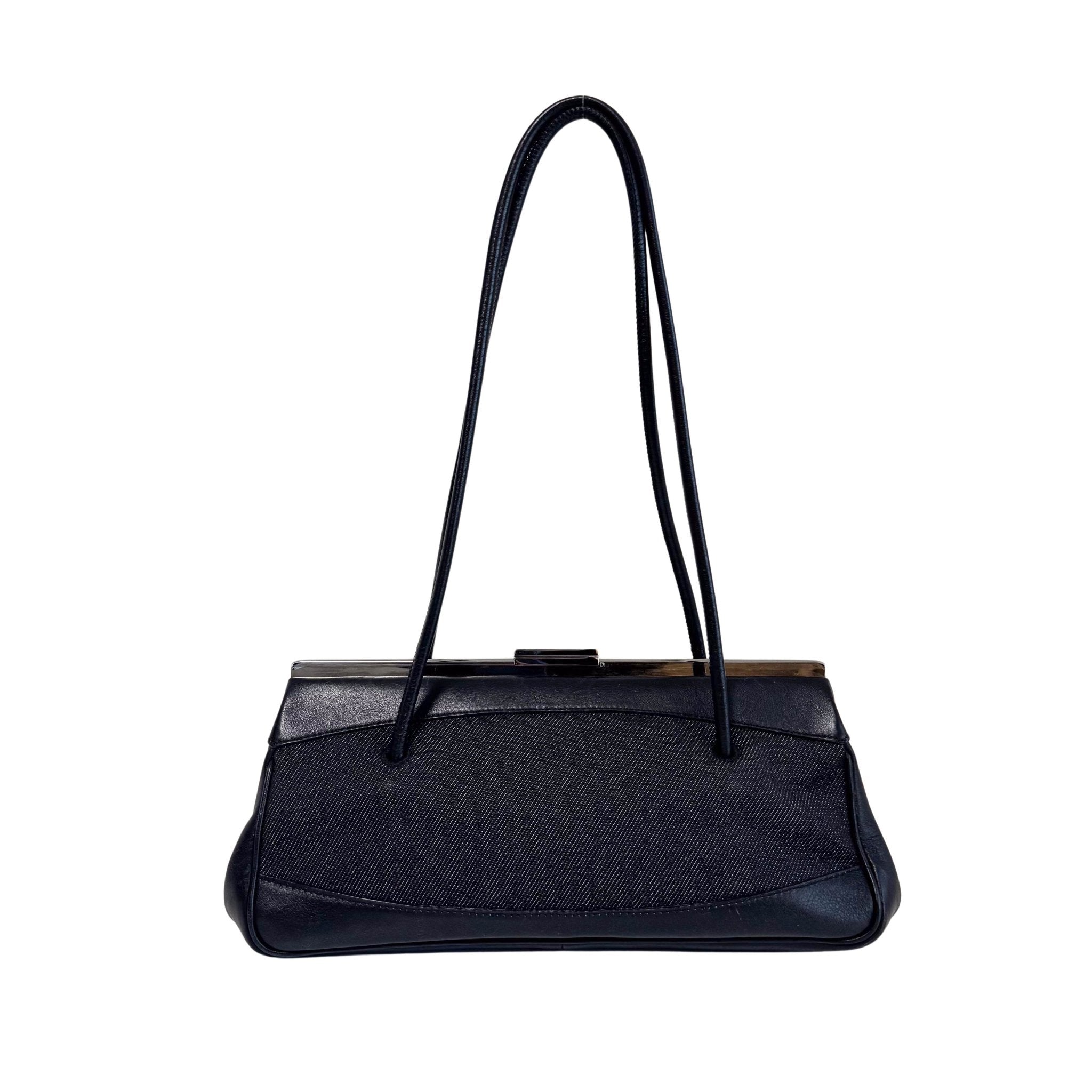 GUCCI Black Leather x Denim Silver Hardware Shoulder Bag, in , Sold by HIVE PRELOVED - Shoulder Bags, ,