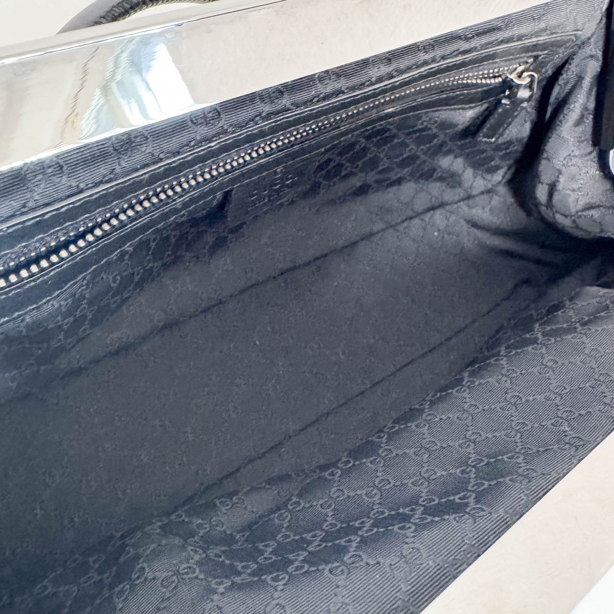 GUCCI Black Leather x Denim Silver Hardware Shoulder Bag, in , Sold by HIVE PRELOVED - Shoulder Bags, ,