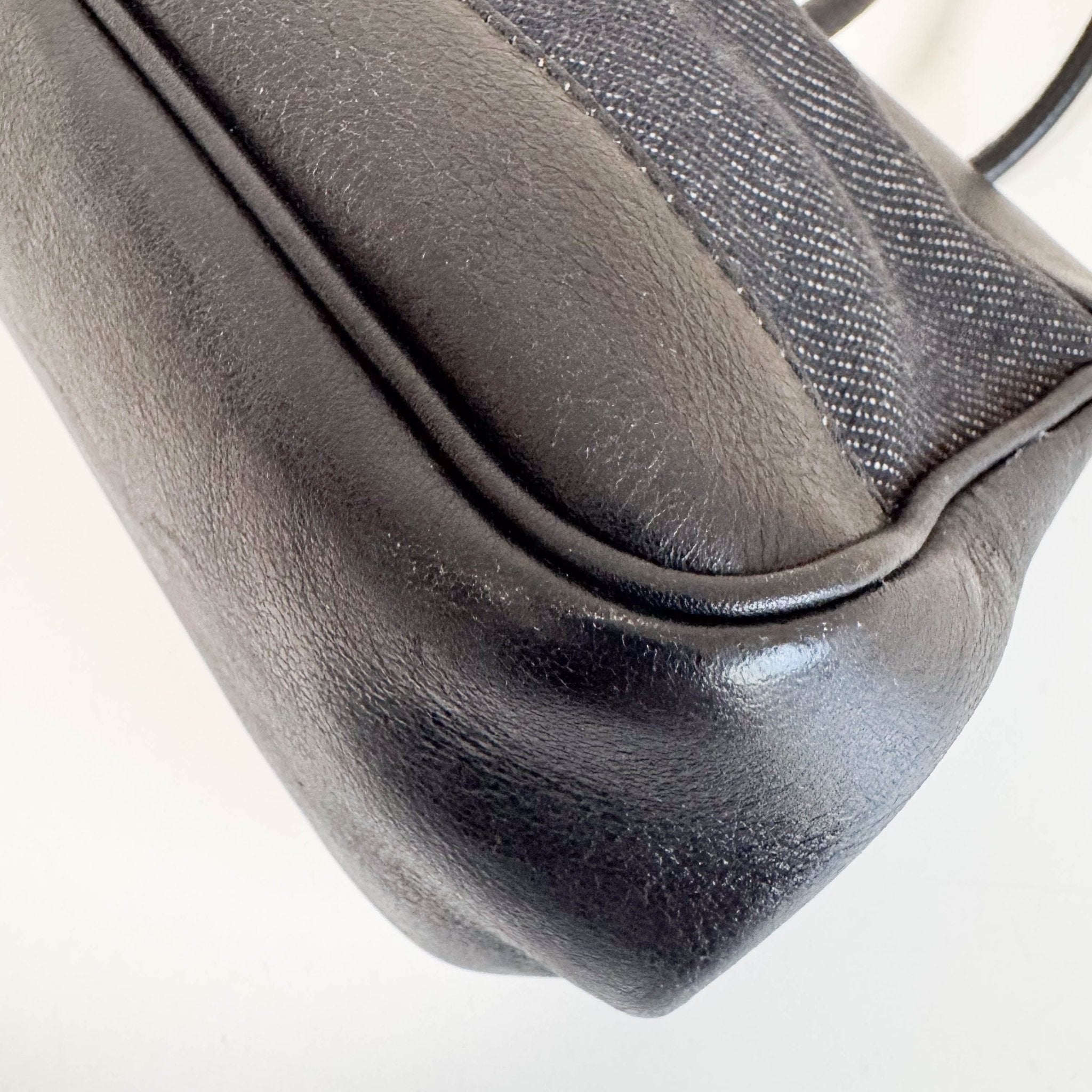 GUCCI Black Leather x Denim Silver Hardware Shoulder Bag, in , Sold by HIVE PRELOVED - Shoulder Bags, ,