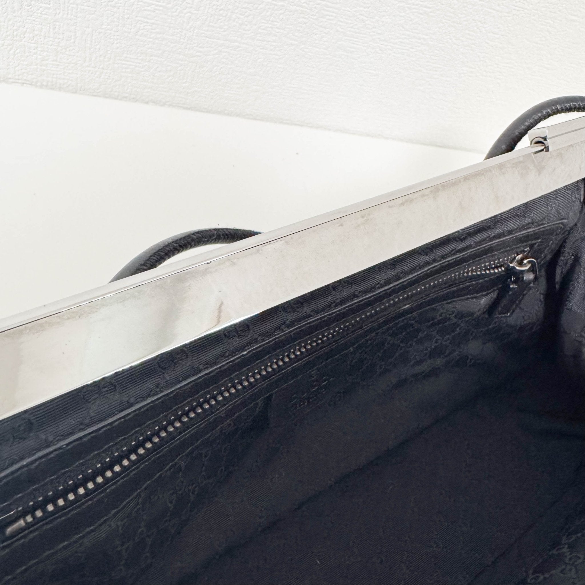 GUCCI Black Leather x Denim Silver Hardware Shoulder Bag, in , Sold by HIVE PRELOVED - Shoulder Bags, ,