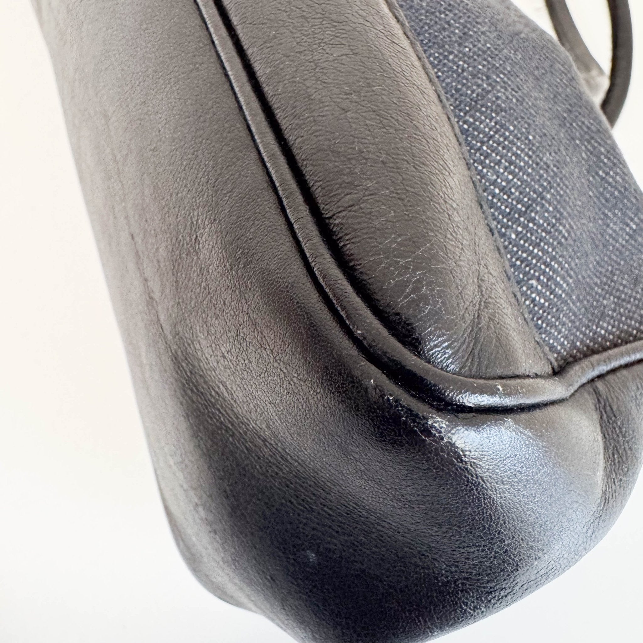 GUCCI Black Leather x Denim Silver Hardware Shoulder Bag, in , Sold by HIVE PRELOVED - Shoulder Bags, ,