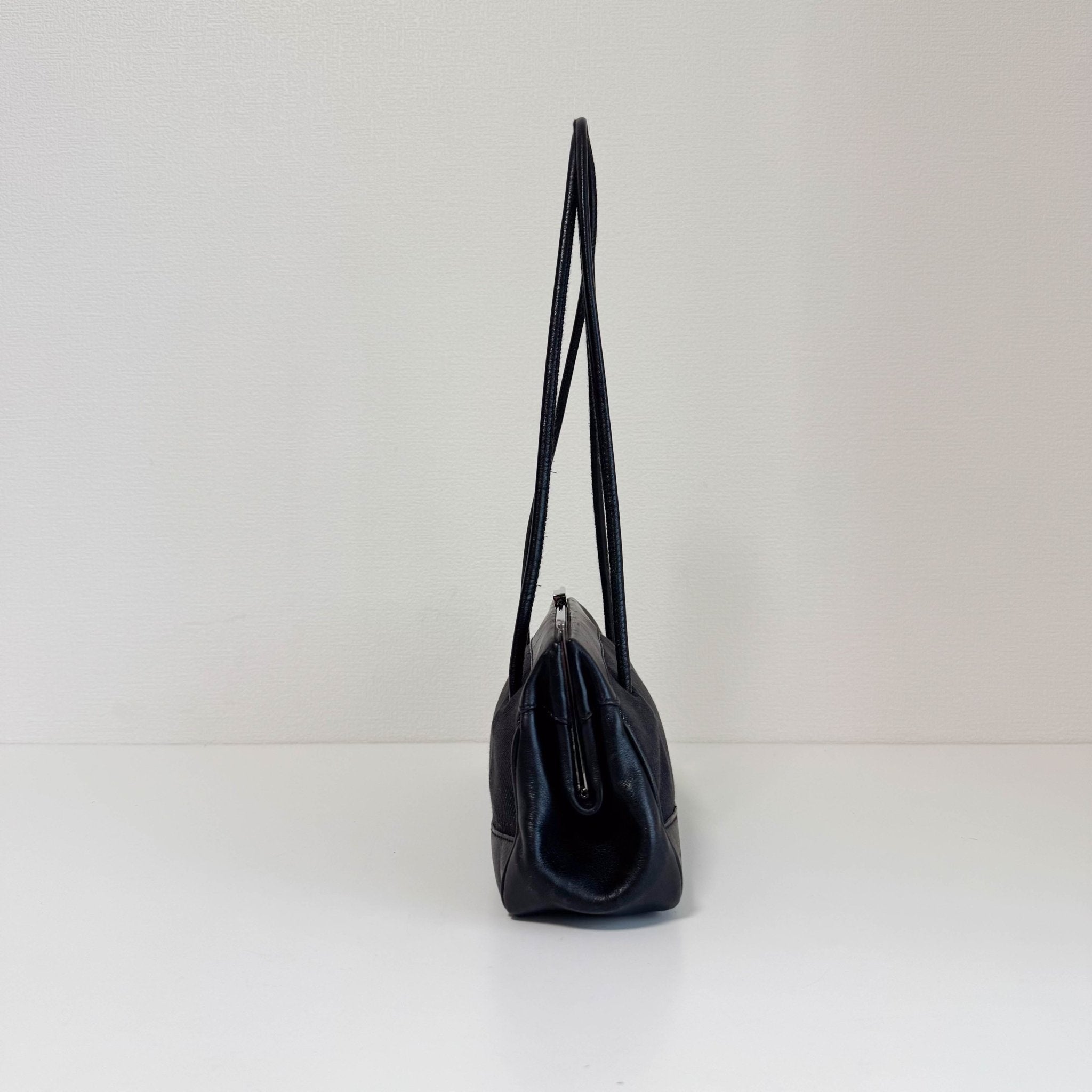 GUCCI Black Leather x Denim Silver Hardware Shoulder Bag, in , Sold by HIVE PRELOVED - Shoulder Bags, ,