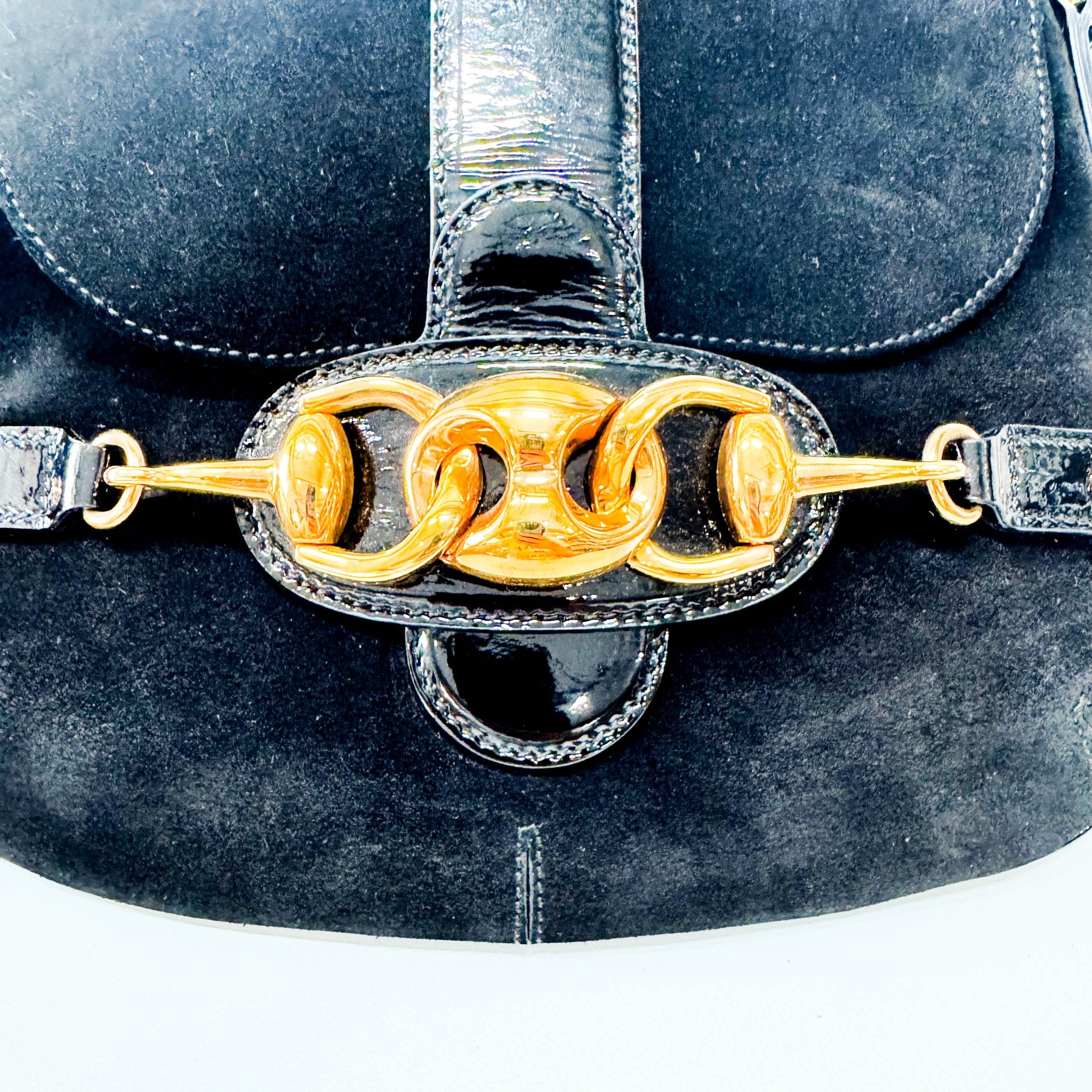 GUCCI Black Suede Horsebit Shoulder Bag, in , Sold by HIVE PRELOVED - Shoulder Bags, ,