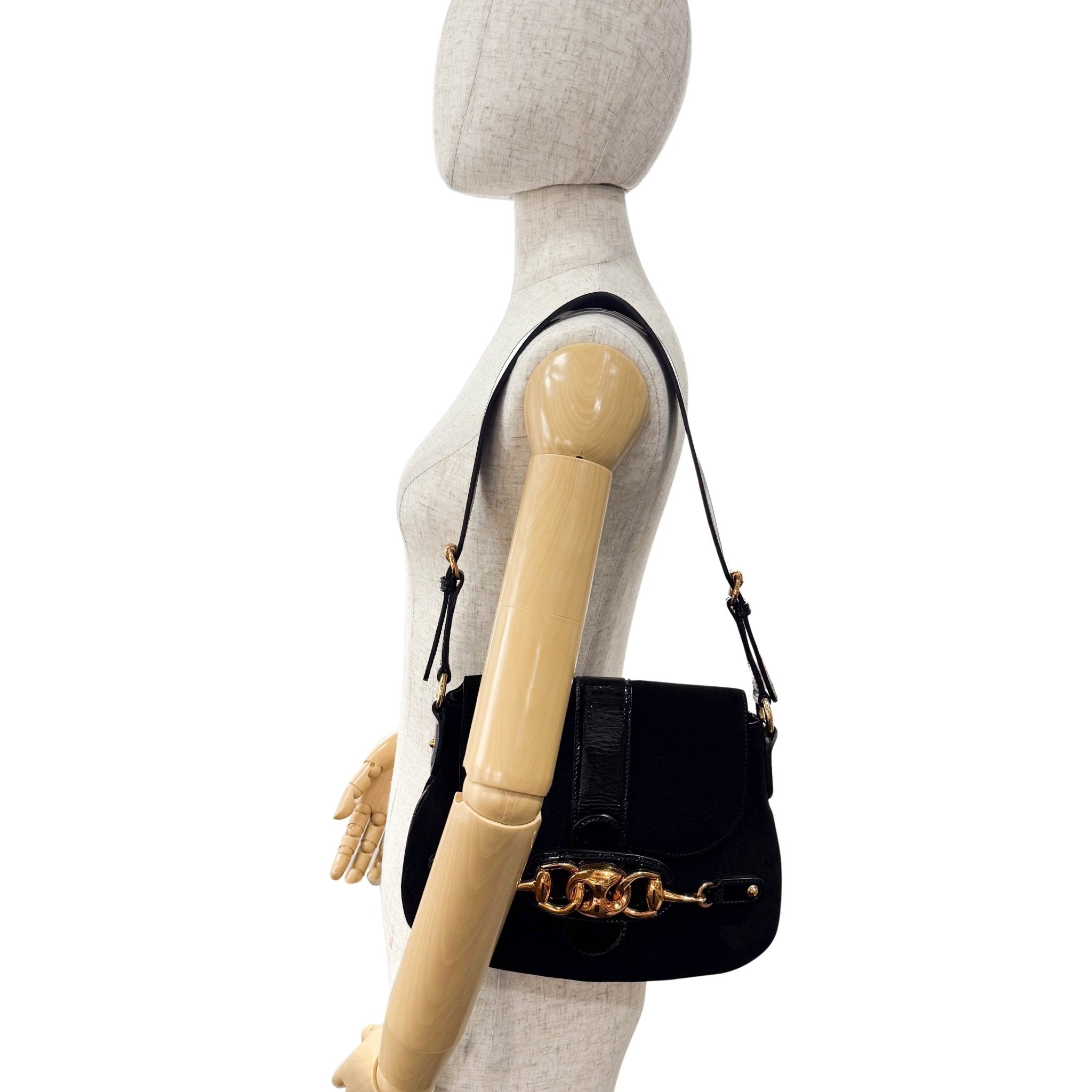 GUCCI Black Suede Horsebit Shoulder Bag, in , Sold by HIVE PRELOVED - Shoulder Bags, ,