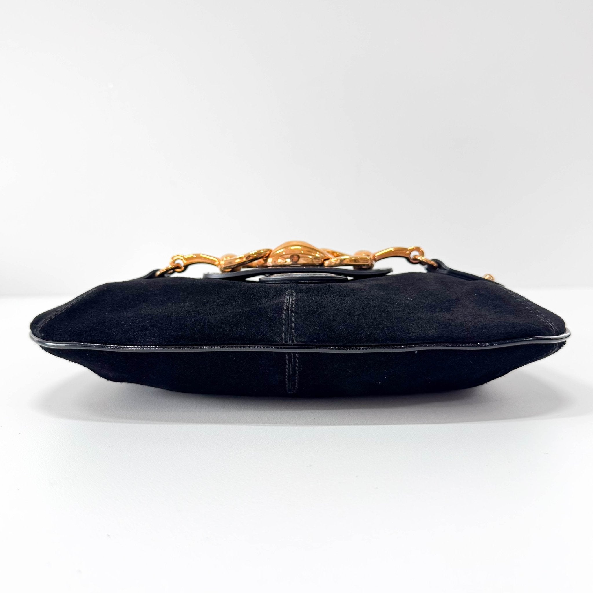 GUCCI Black Suede Horsebit Shoulder Bag, in , Sold by HIVE PRELOVED - Shoulder Bags, ,