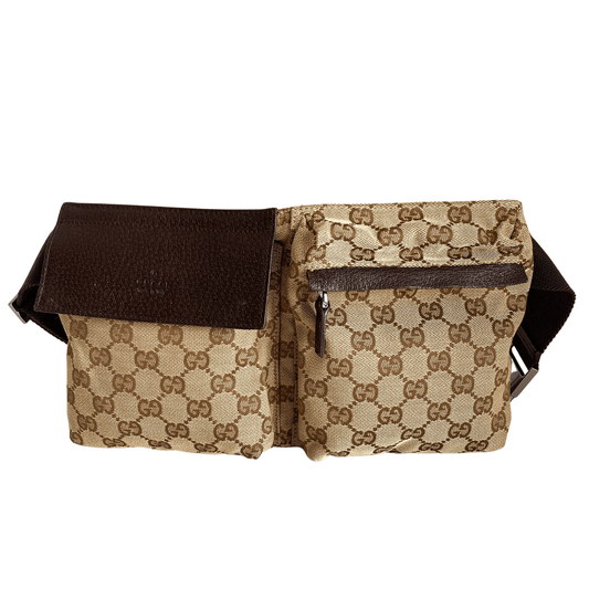 GUCCI Brown GG Canvas West Belt Body Bag, in , Sold by HIVE PRELOVED - Belt bags, ,