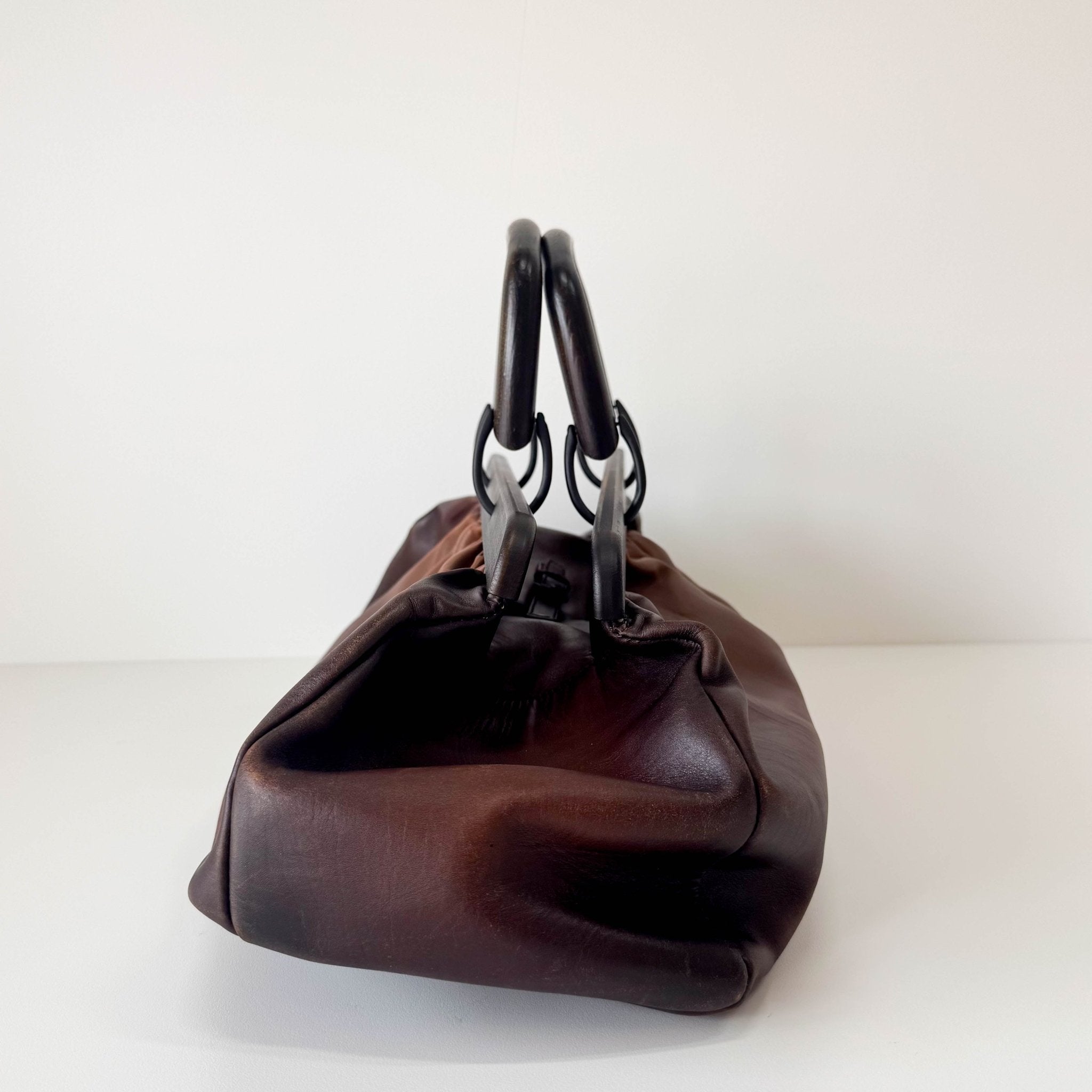 GUCCI Brown Leather Wood Handles Doctor Handbag, in , Sold by HIVE PRELOVED - Totes, ,