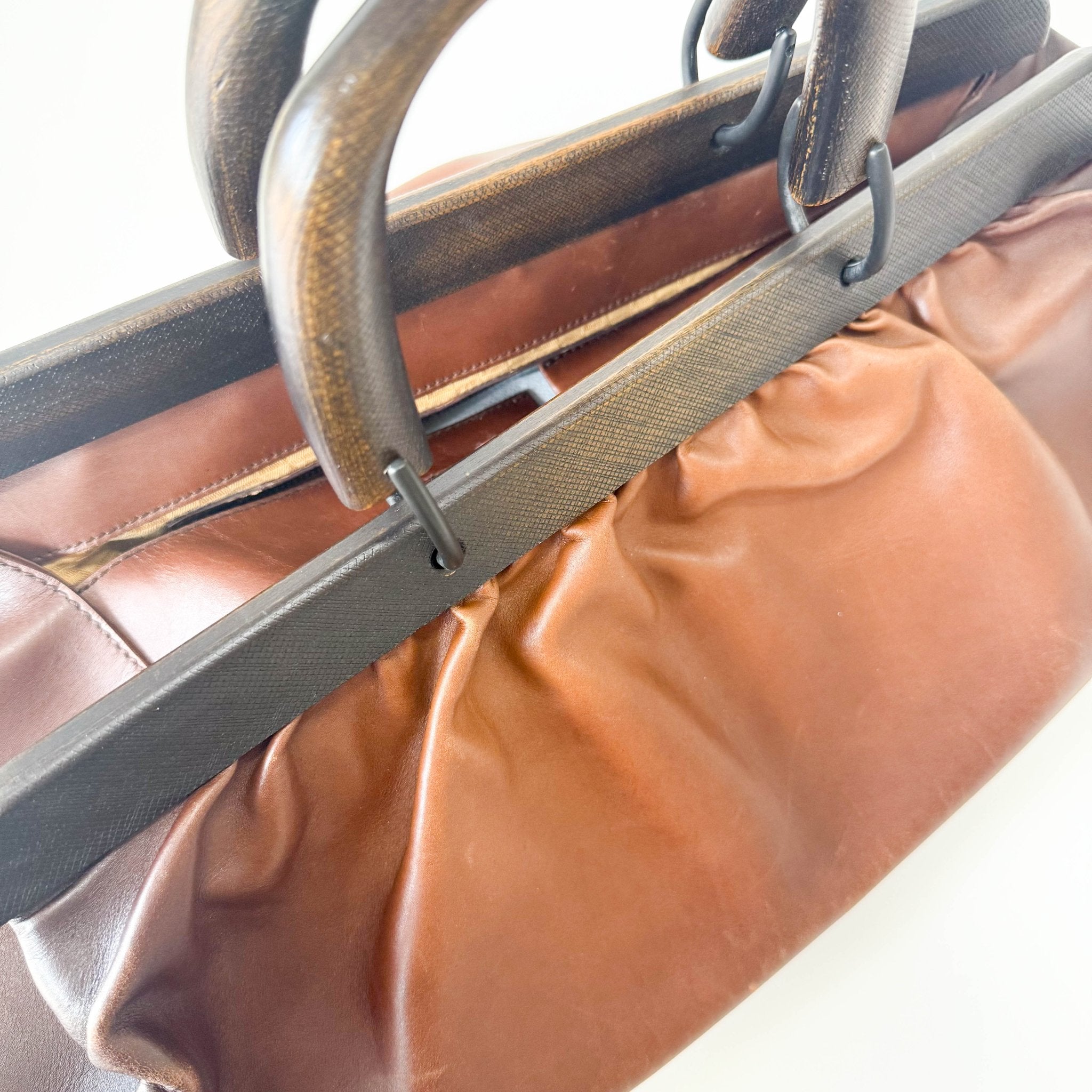 GUCCI Brown Leather Wood Handles Doctor Handbag, in , Sold by HIVE PRELOVED - Totes, ,