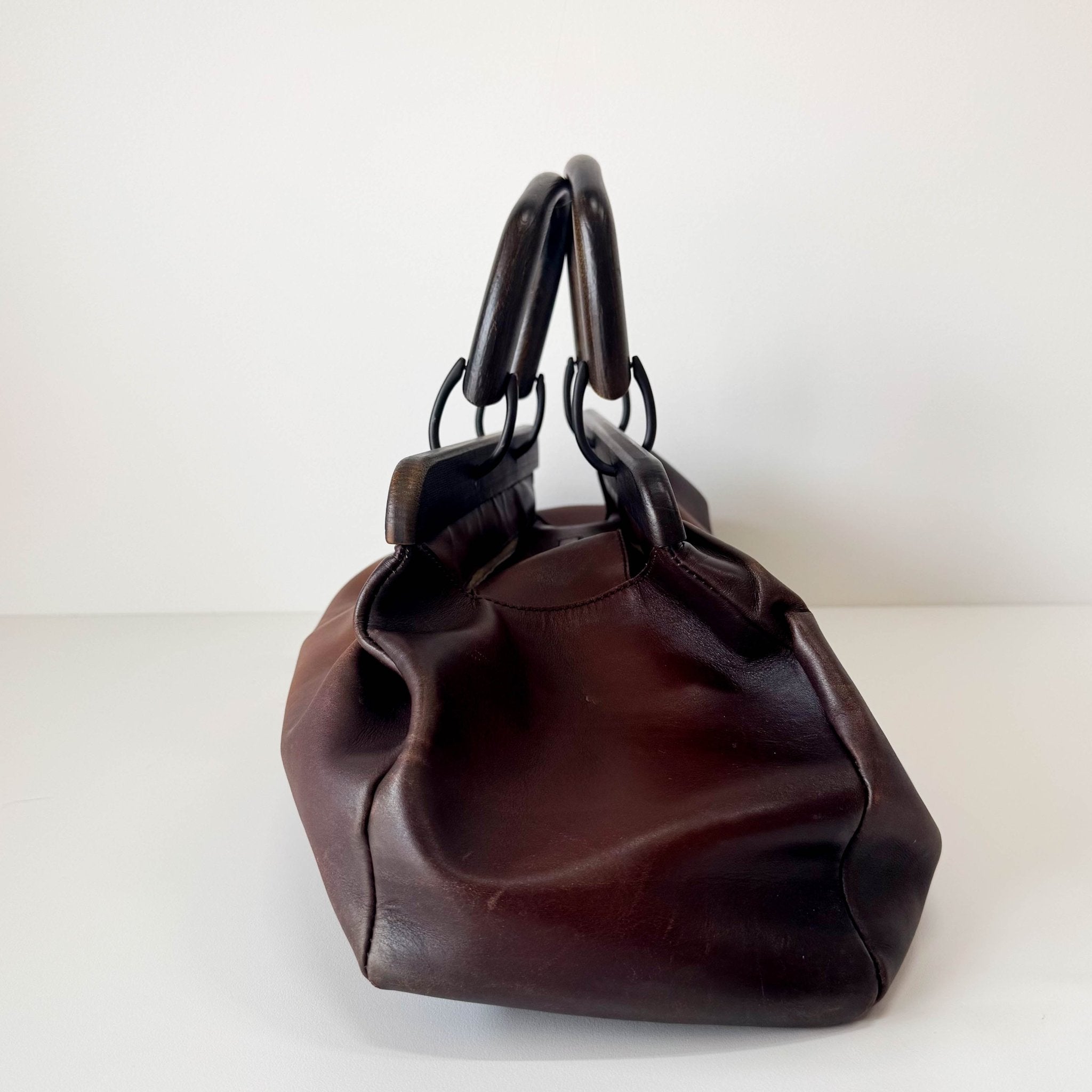 GUCCI Brown Leather Wood Handles Doctor Handbag, in , Sold by HIVE PRELOVED - Totes, ,