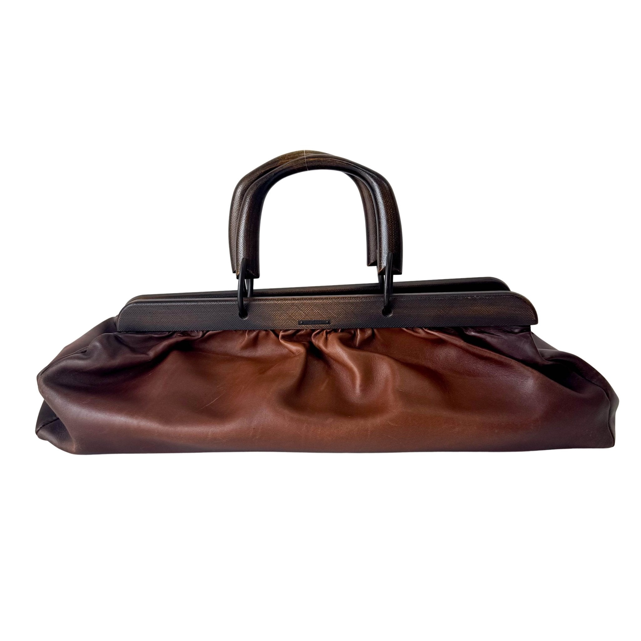 GUCCI Brown Leather Wood Handles Doctor Handbag, in , Sold by HIVE PRELOVED - Totes, ,