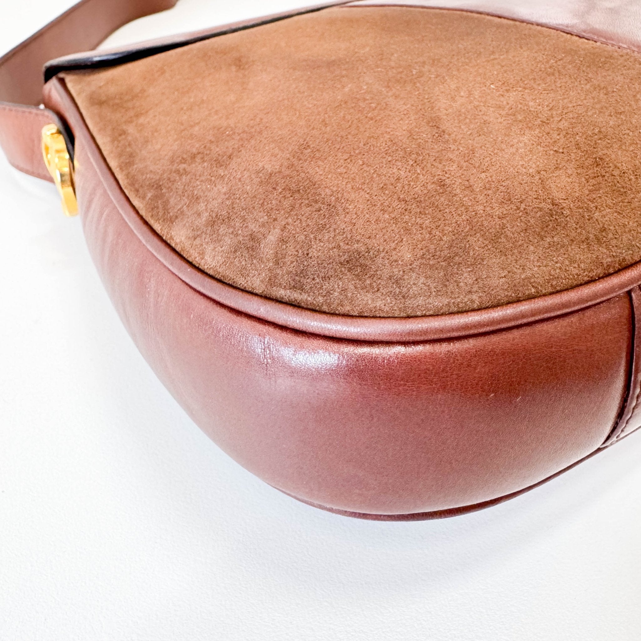 GUCCI Brown Suede Half Horsebit Detail G Crest Shoulder Bag, in , Sold by HIVE PRELOVED - Shoulder Bags, ,