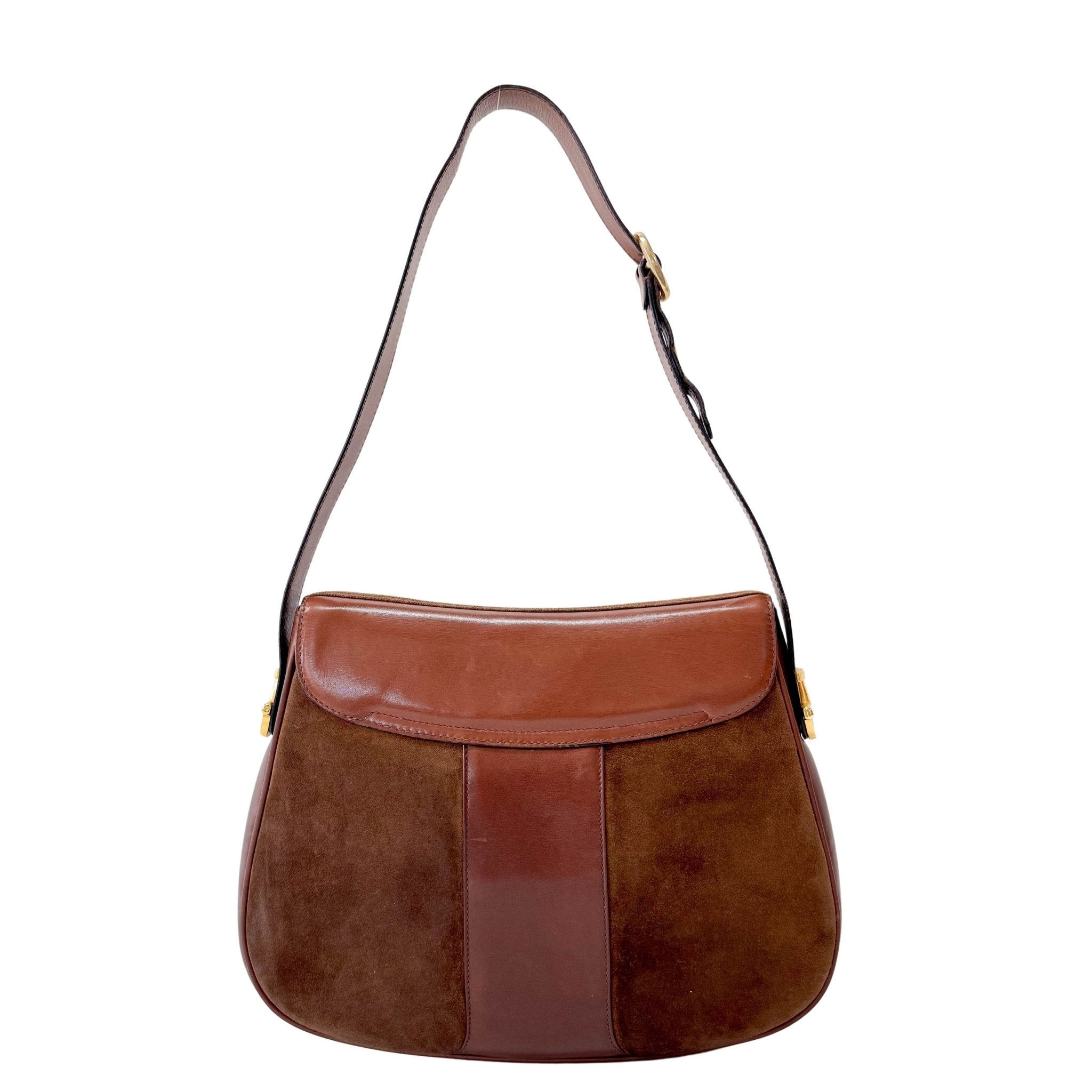 GUCCI Brown Suede Half Horsebit Detail G Crest Shoulder Bag, in , Sold by HIVE PRELOVED - Shoulder Bags, ,