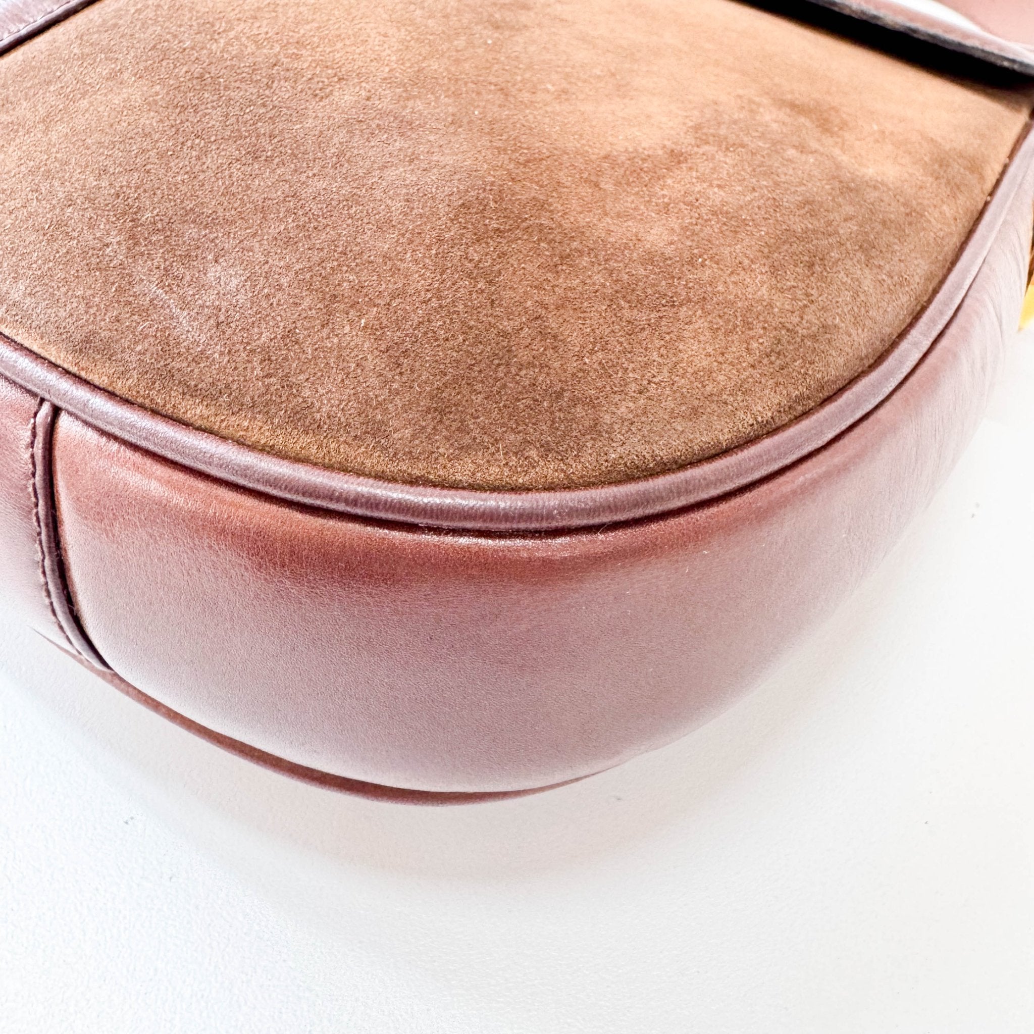 GUCCI Brown Suede Half Horsebit Detail G Crest Shoulder Bag, in , Sold by HIVE PRELOVED - Shoulder Bags, ,