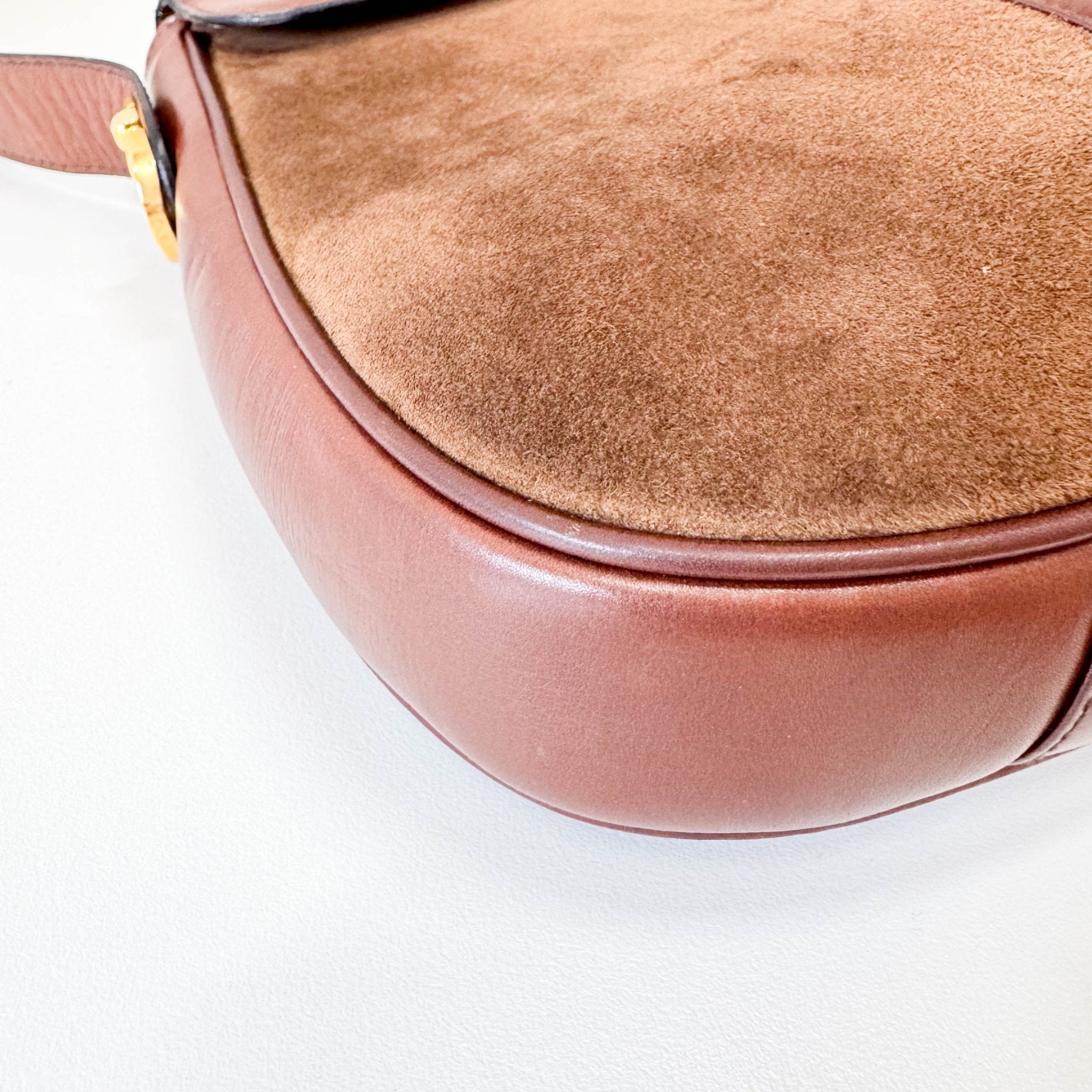 GUCCI Brown Suede Half Horsebit Detail G Crest Shoulder Bag, in , Sold by HIVE PRELOVED - Shoulder Bags, ,