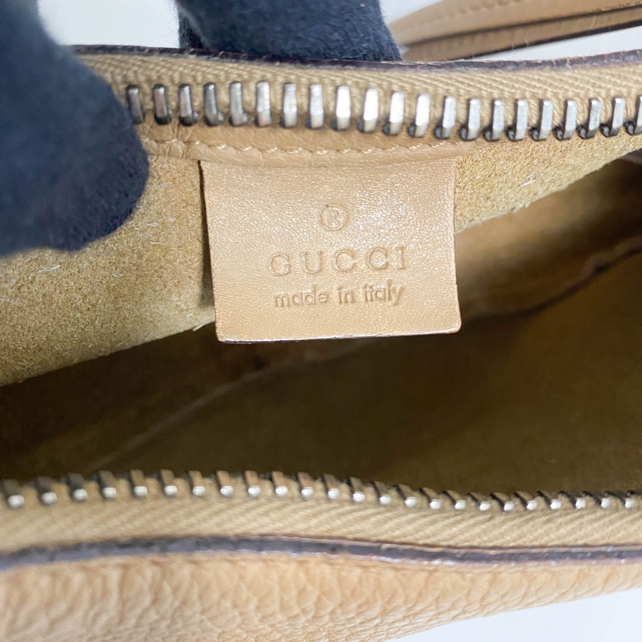 GUCCI Caramel Brown Hobo Shoulder Bag with Studs and Long Stripe Detail, in , Sold by HIVE PRELOVED - Shoulder Bags, ,