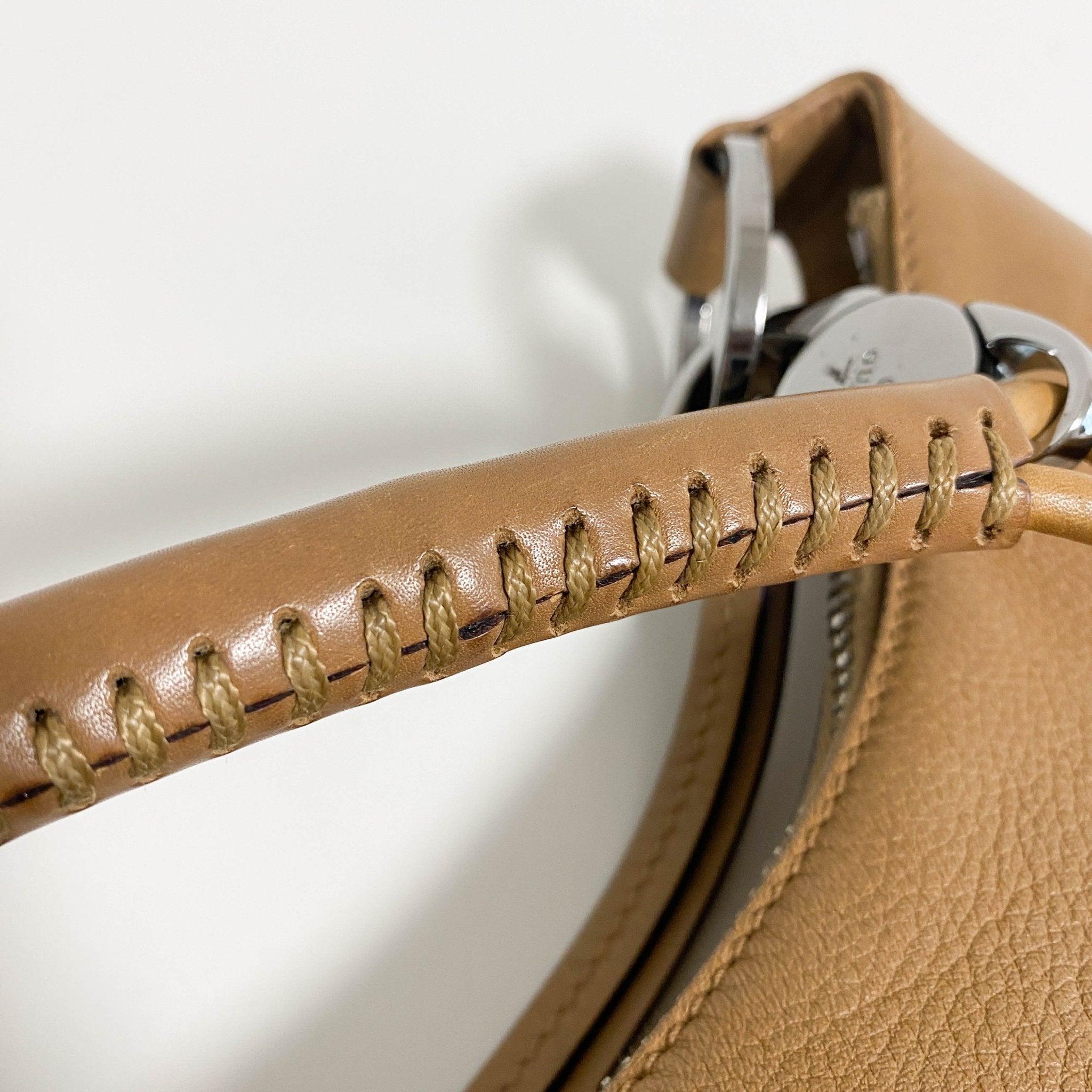 GUCCI Caramel Brown Hobo Shoulder Bag with Studs and Long Stripe Detail, in , Sold by HIVE PRELOVED - Shoulder Bags, ,