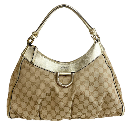 GUCCI D - Ring Gold GG Canvas Hobo Shoulder Bag, in , Sold by HIVE PRELOVED - Shoulder Bags, ,