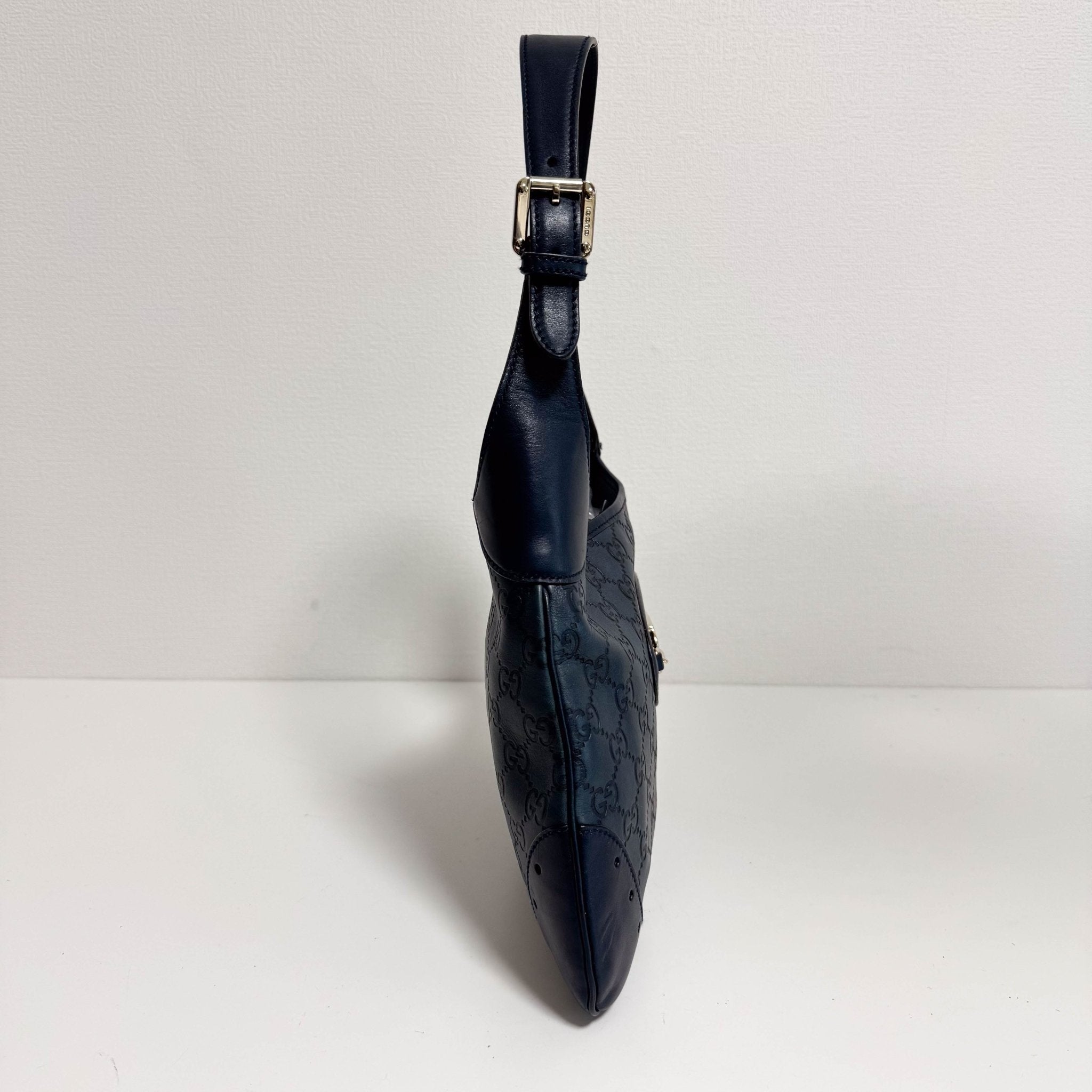 GUCCI Dark Navy GG Embossed Leather Hobo Bag, in , Sold by HIVE PRELOVED - Shoulder Bags, ,