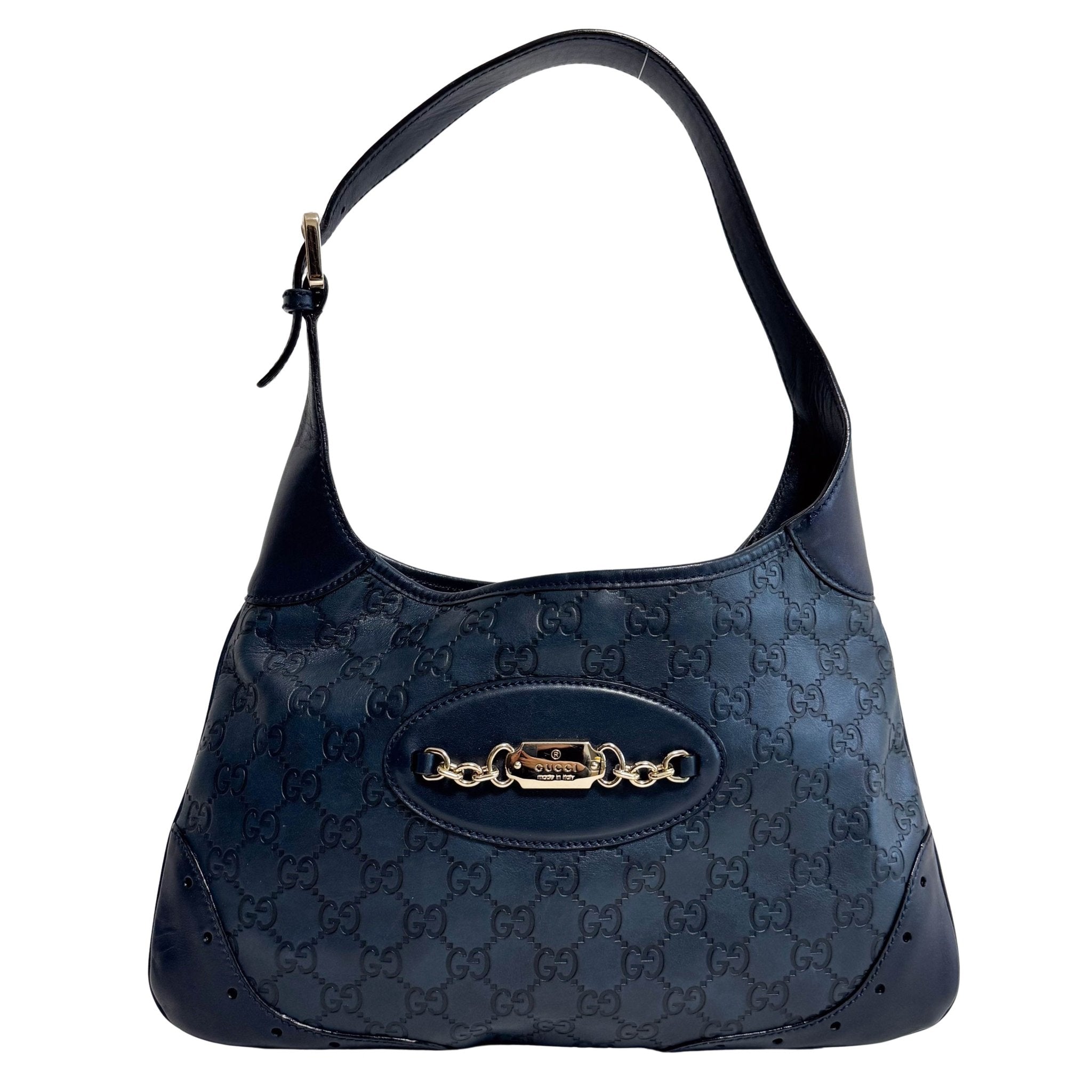 GUCCI Dark Navy GG Embossed Leather Hobo Bag, in , Sold by HIVE PRELOVED - Shoulder Bags, ,