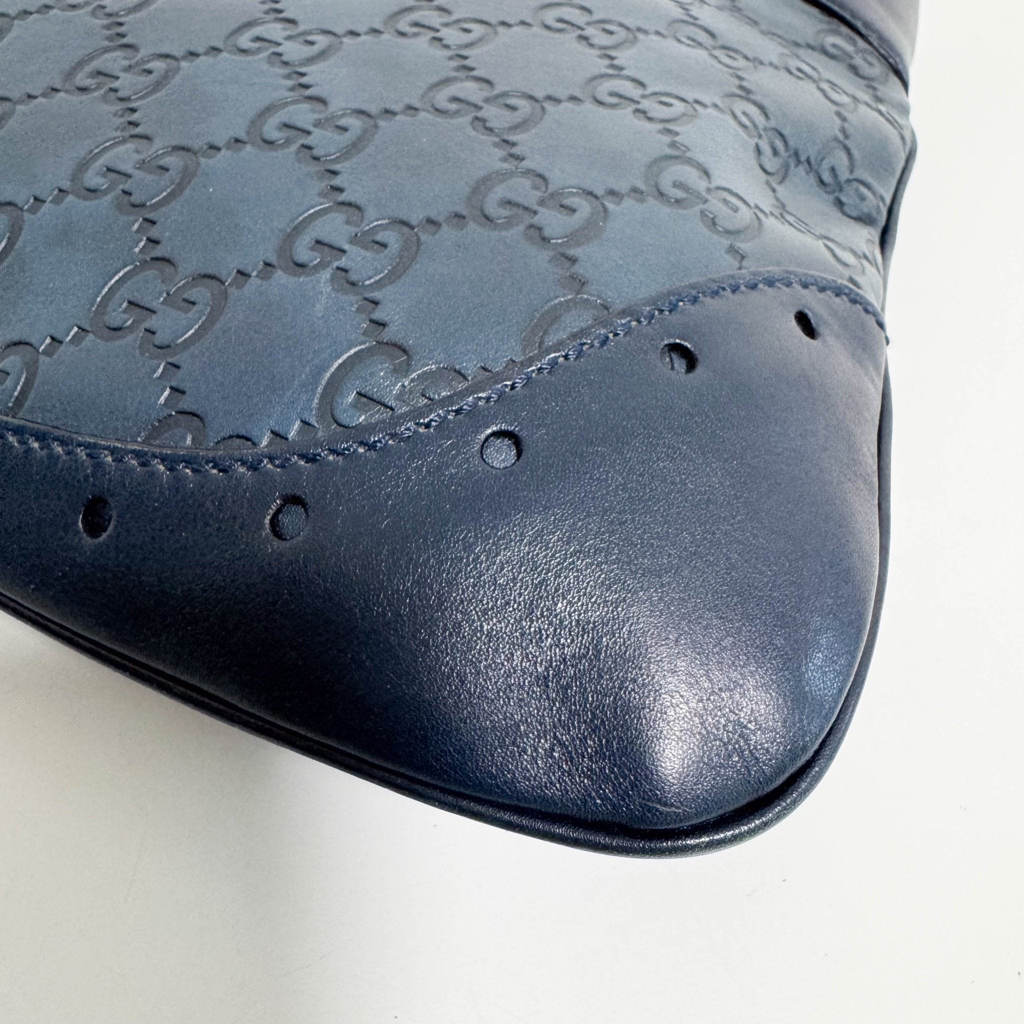 GUCCI Dark Navy GG Embossed Leather Hobo Bag, in , Sold by HIVE PRELOVED - Shoulder Bags, ,