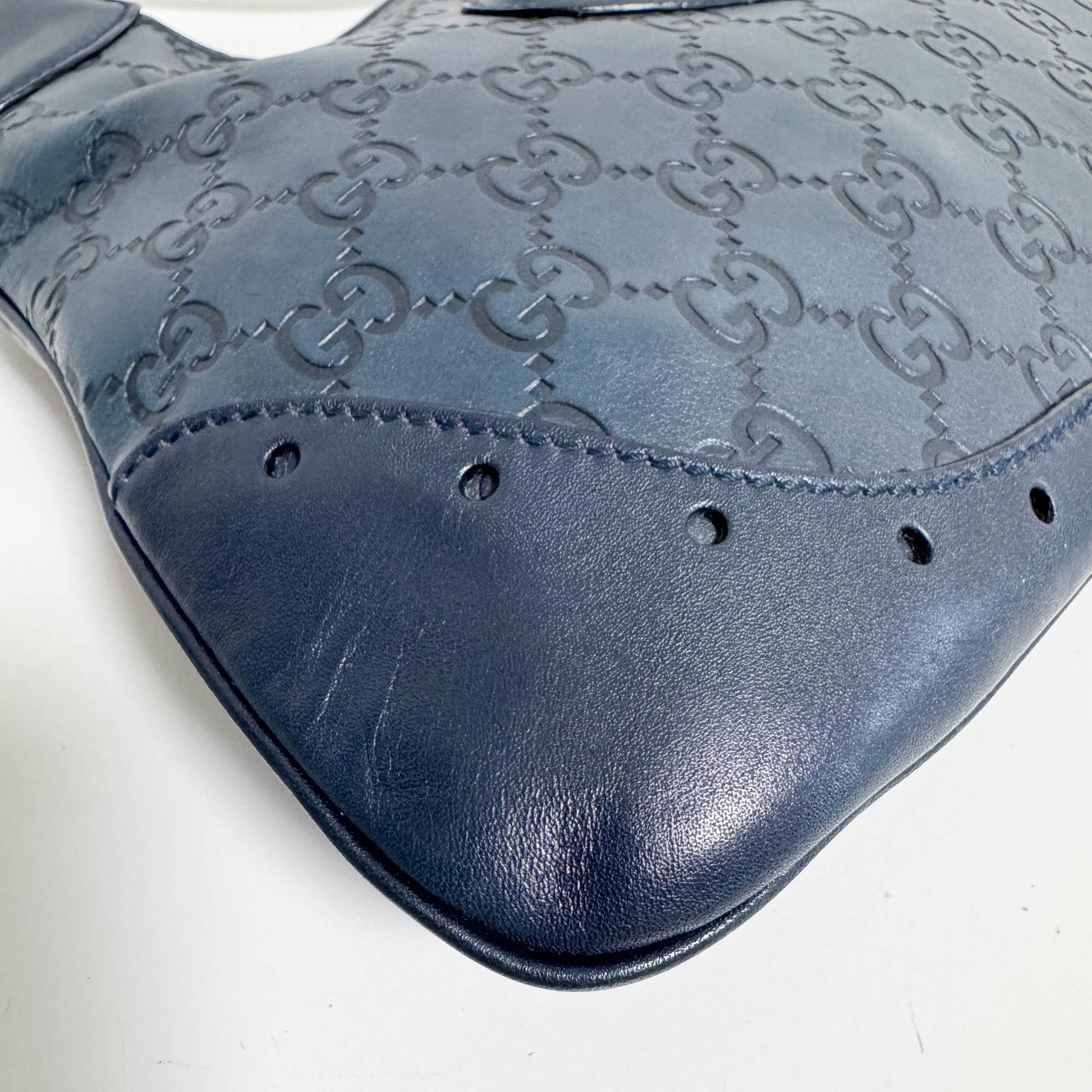 GUCCI Dark Navy GG Embossed Leather Hobo Bag, in , Sold by HIVE PRELOVED - Shoulder Bags, ,