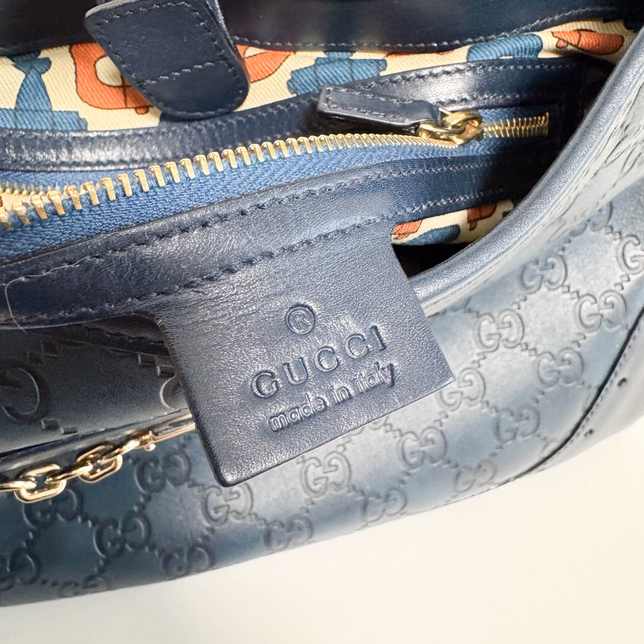 GUCCI Dark Navy GG Embossed Leather Hobo Bag, in , Sold by HIVE PRELOVED - Shoulder Bags, ,