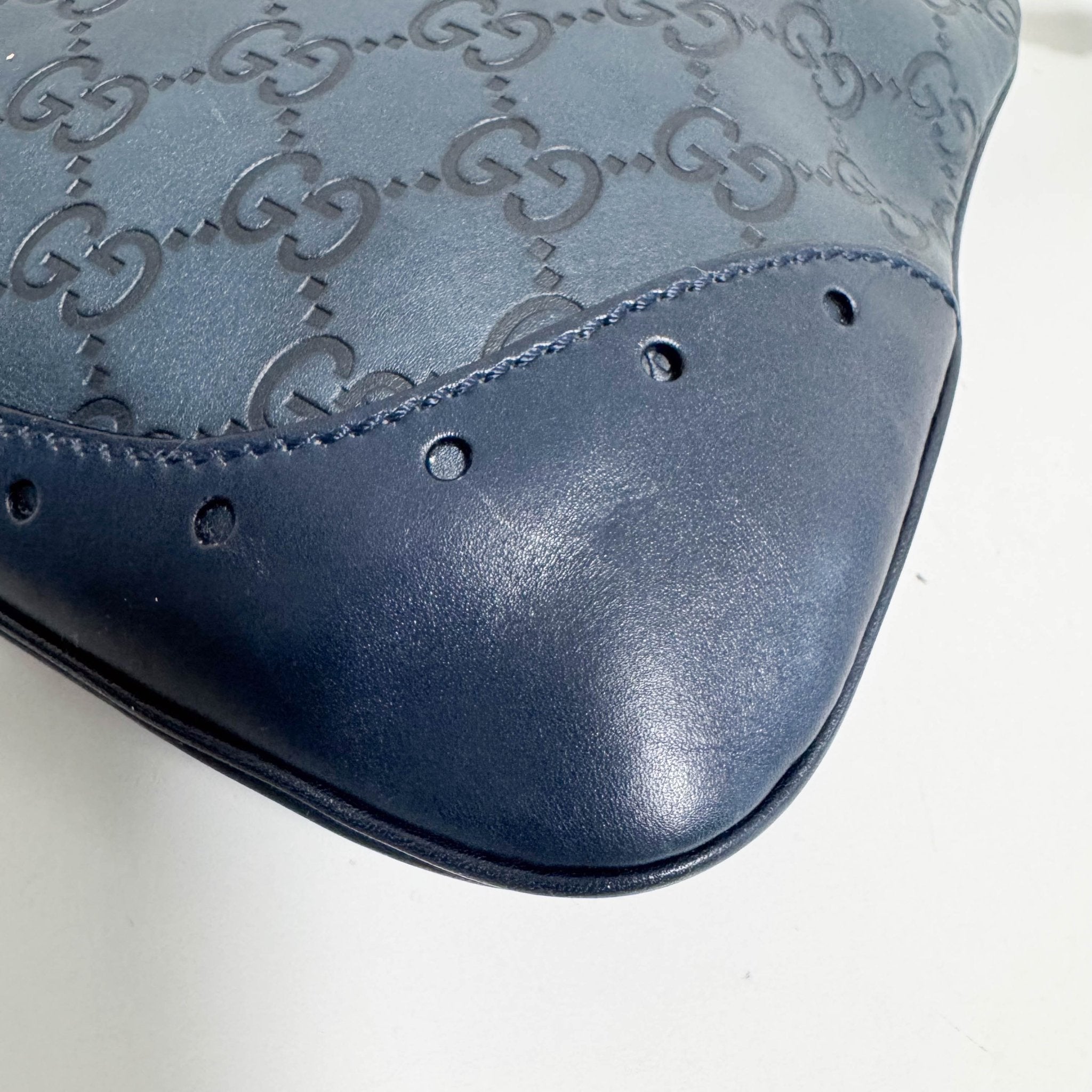 GUCCI Dark Navy GG Embossed Leather Hobo Bag, in , Sold by HIVE PRELOVED - Shoulder Bags, ,