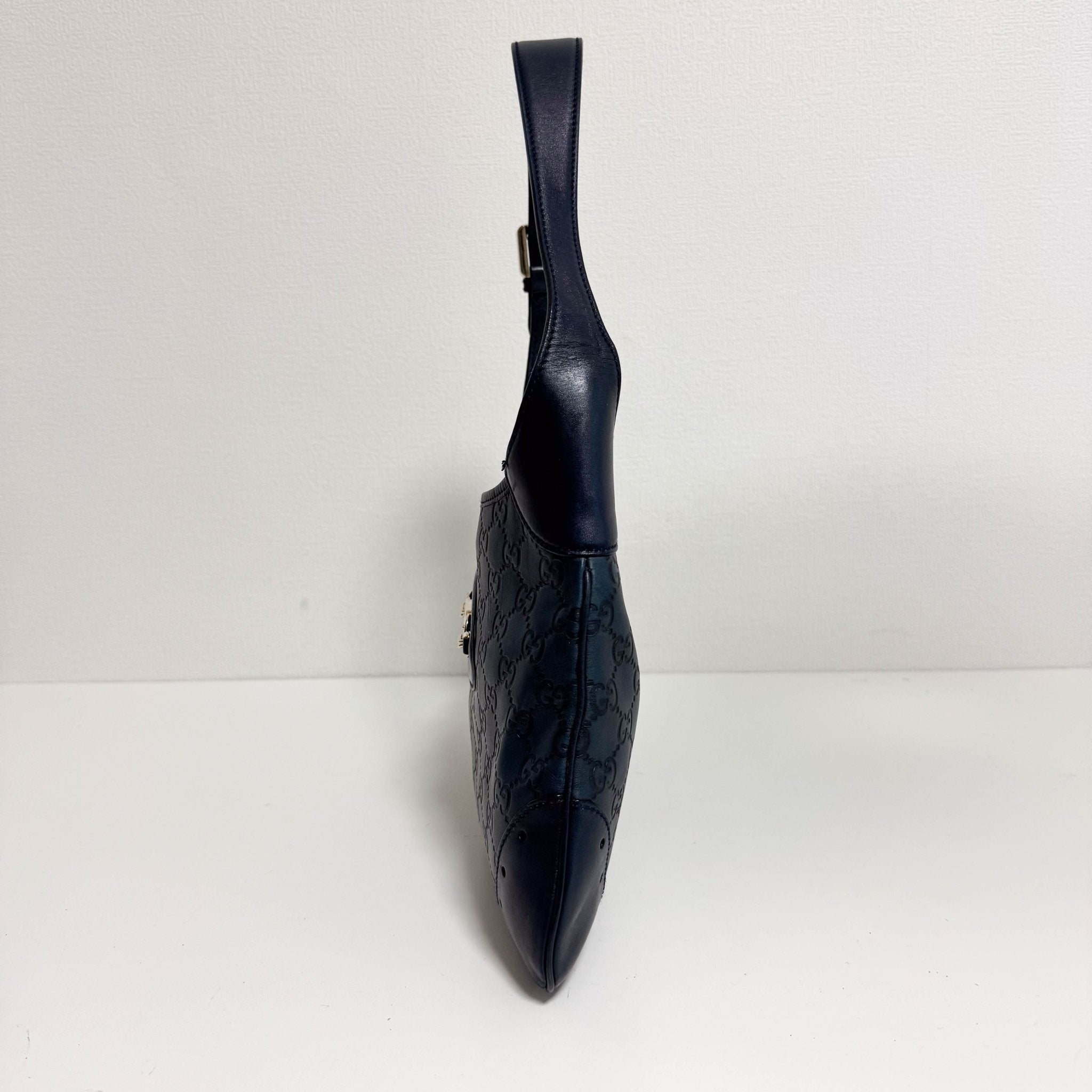 GUCCI Dark Navy GG Embossed Leather Hobo Bag, in , Sold by HIVE PRELOVED - Shoulder Bags, ,