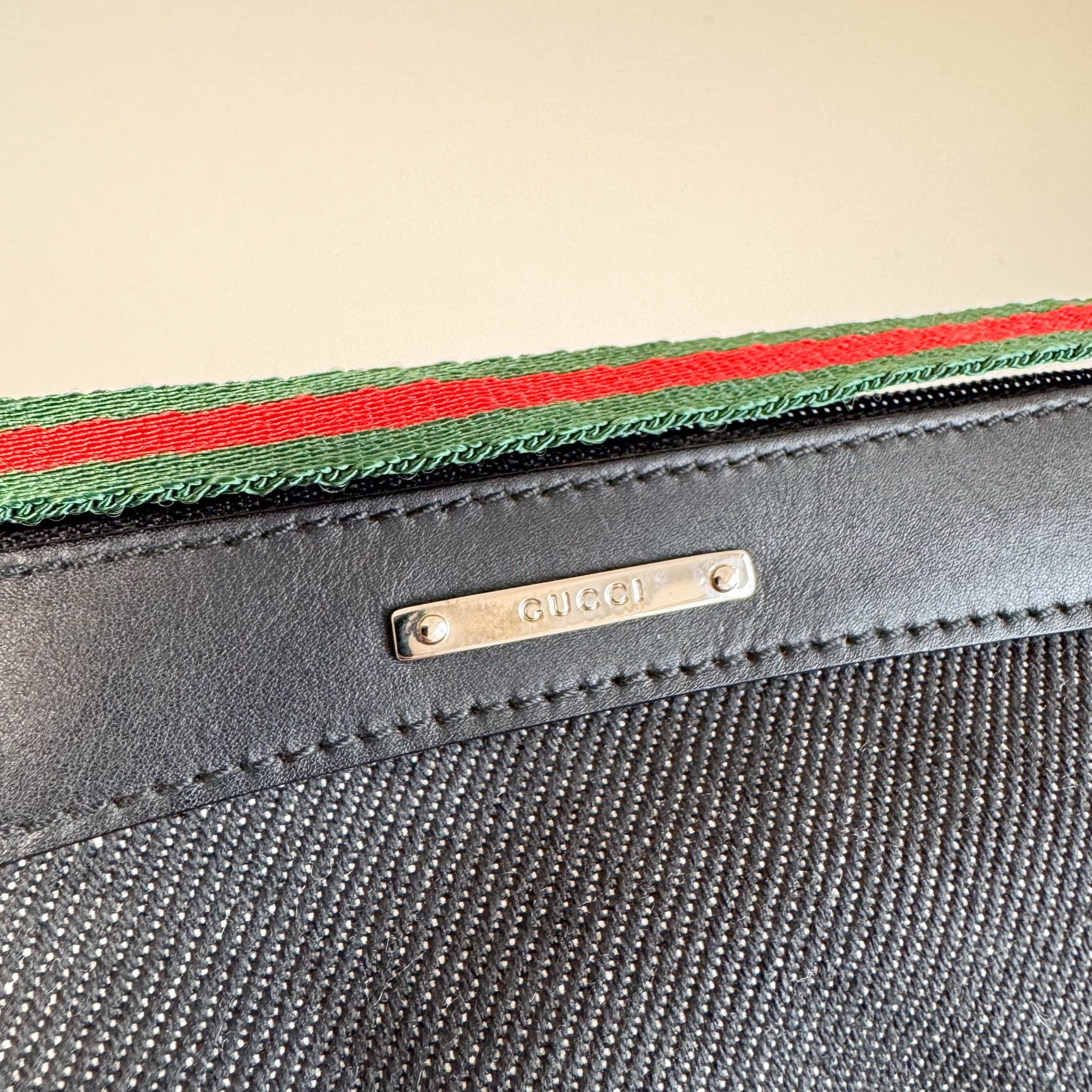 GUCCI Denim/Leather Sherry Mini Sherry Shoulder Bag, in , Sold by HIVE PRELOVED - Handle Bags, Mini bags,