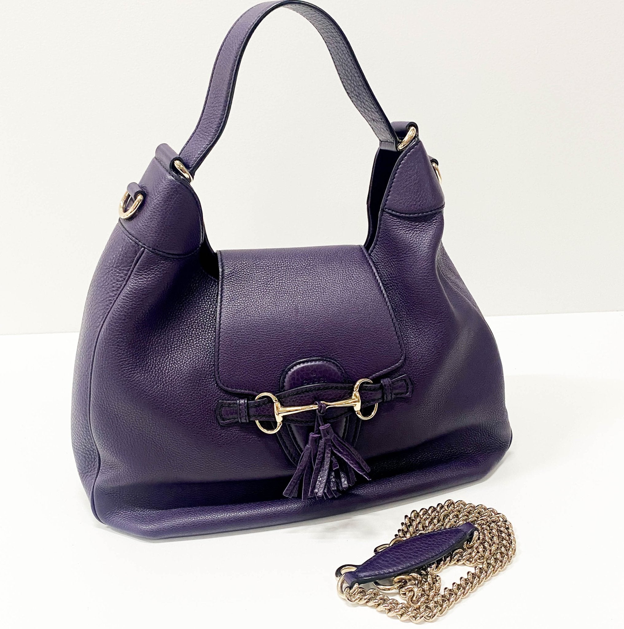 GUCCI Emily Purple Leather Chain Strap Shoulder Bag, in , Sold by HIVE PRELOVED - Handle Bags, Shoulder Bags,