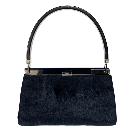 GUCCI Fur Black Top Handle Clutch Bag, in , Sold by HIVE PRELOVED - Handle Bags, ,