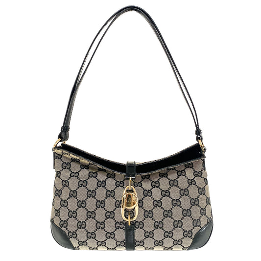 GUCCI GG Black Canvas Shoulder Bag Patent Leather Corners, in , Sold by HIVE PRELOVED - Shoulder Bags, ,