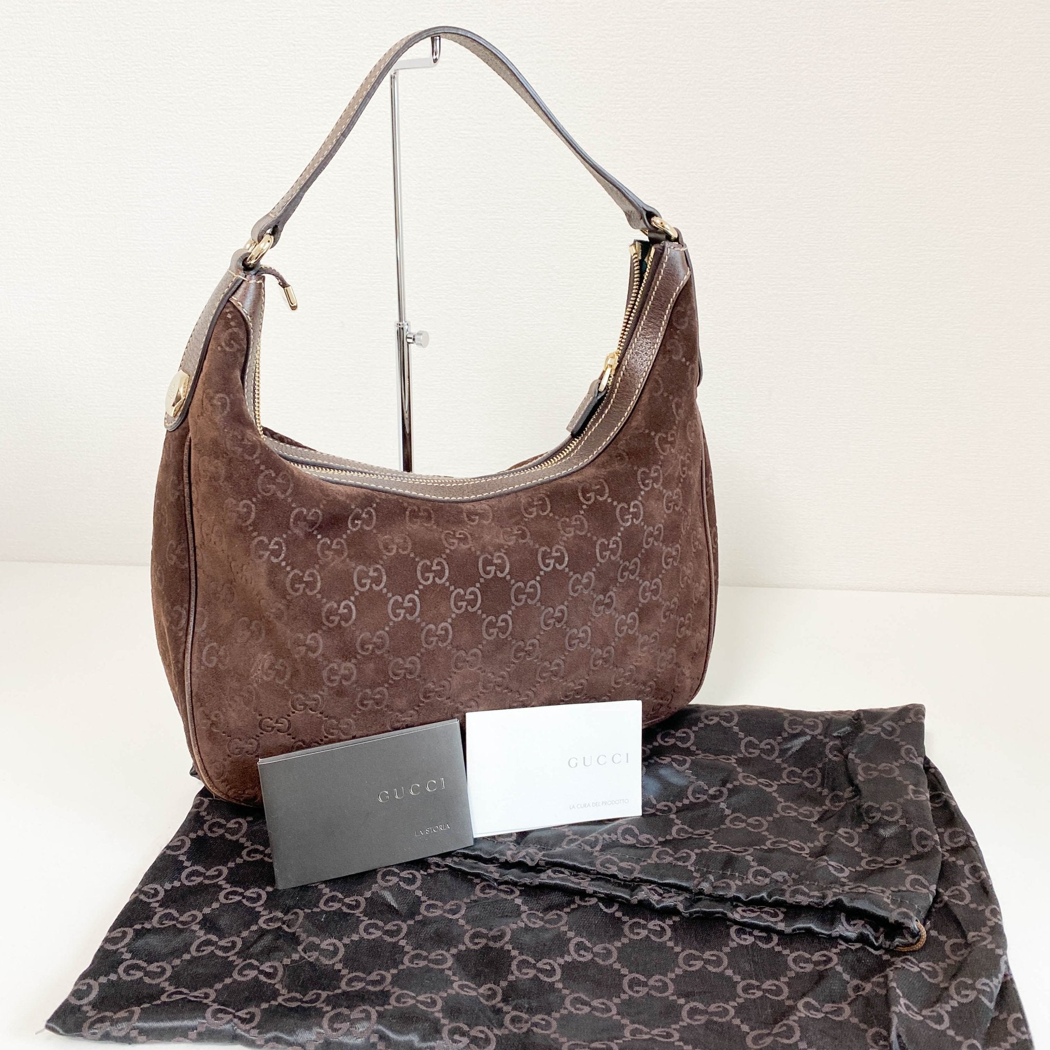 GUCCI GG Brown Suede Hobo Shoulder Bag, in , Sold by HIVE PRELOVED - Shoulder Bags, ,