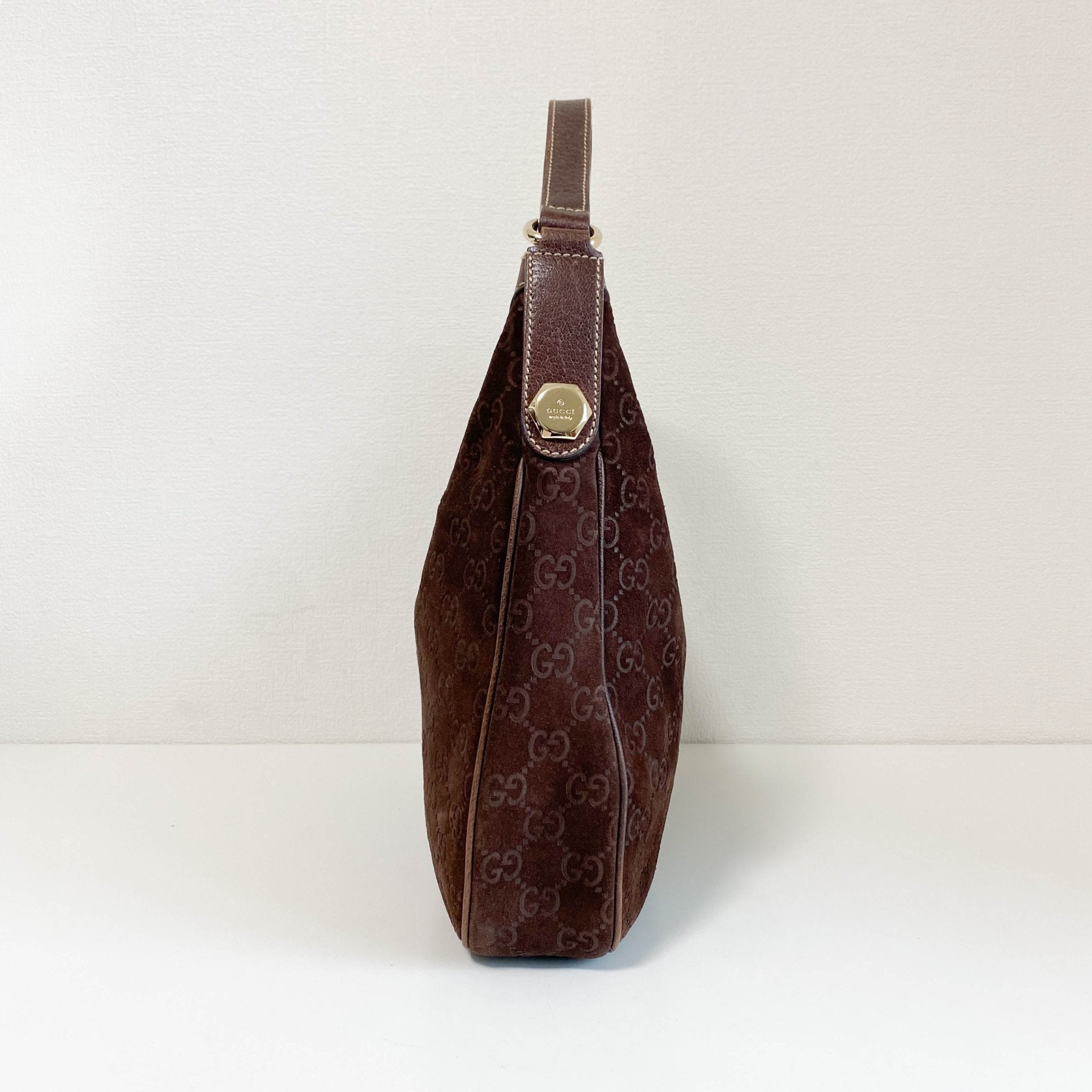 GUCCI GG Brown Suede Hobo Shoulder Bag, in , Sold by HIVE PRELOVED - Shoulder Bags, ,