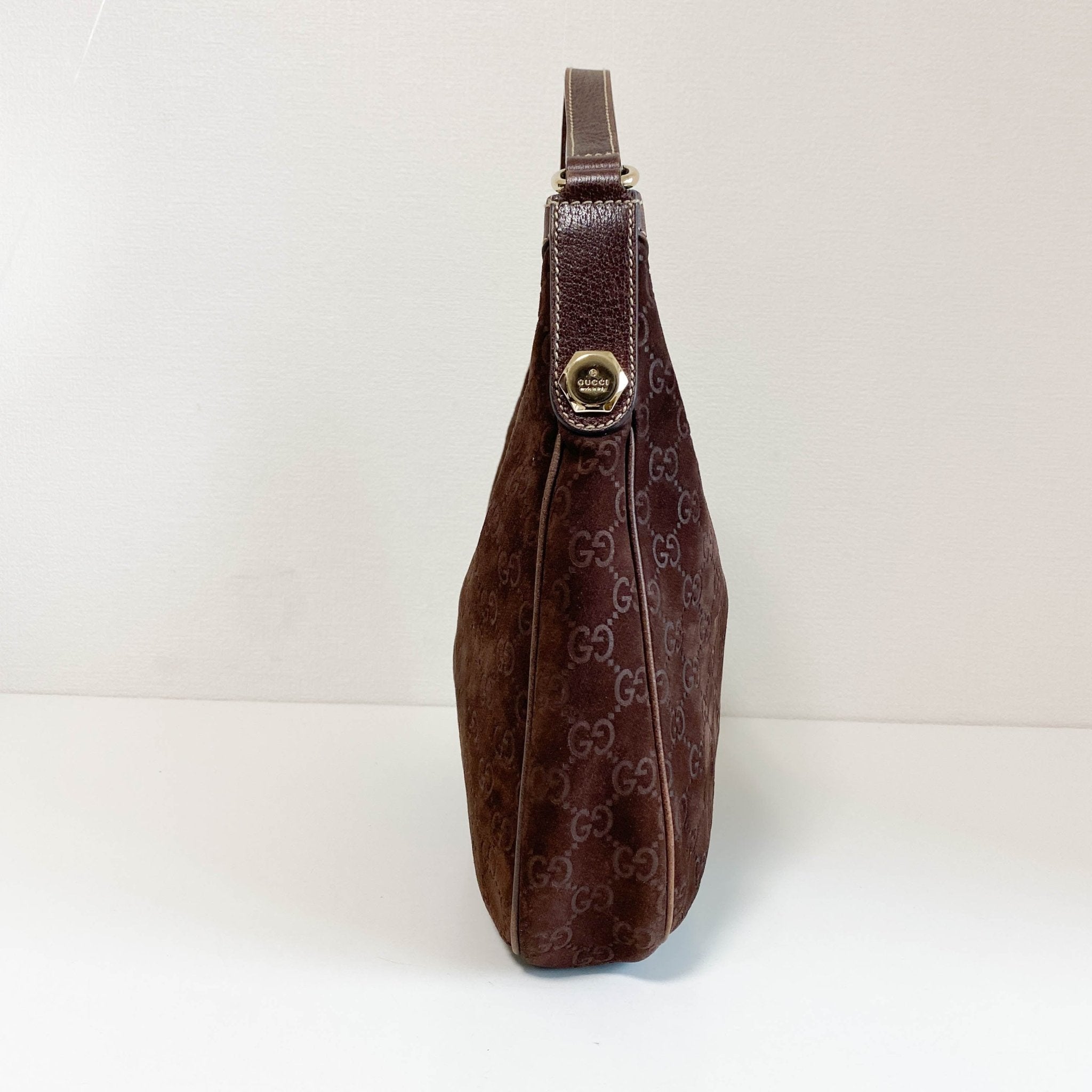 GUCCI GG Brown Suede Hobo Shoulder Bag, in , Sold by HIVE PRELOVED - Shoulder Bags, ,