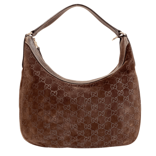GUCCI GG Brown Suede Hobo Shoulder Bag, in , Sold by HIVE PRELOVED - Shoulder Bags, ,