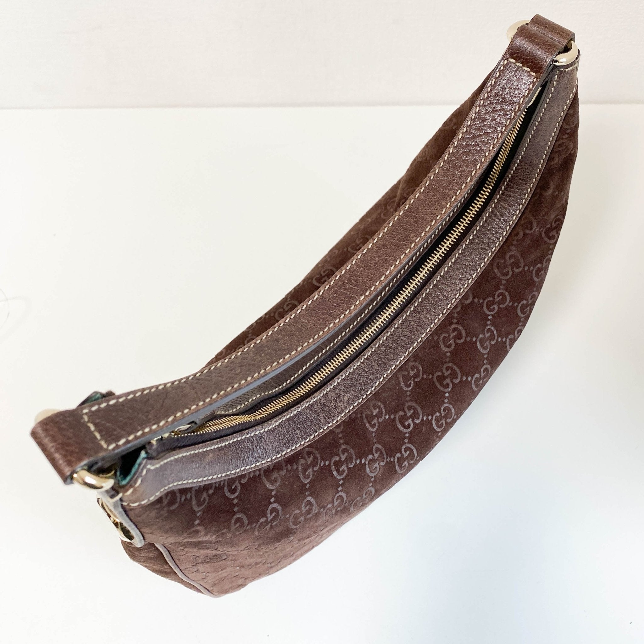 GUCCI GG Brown Suede Hobo Shoulder Bag, in , Sold by HIVE PRELOVED - Shoulder Bags, ,