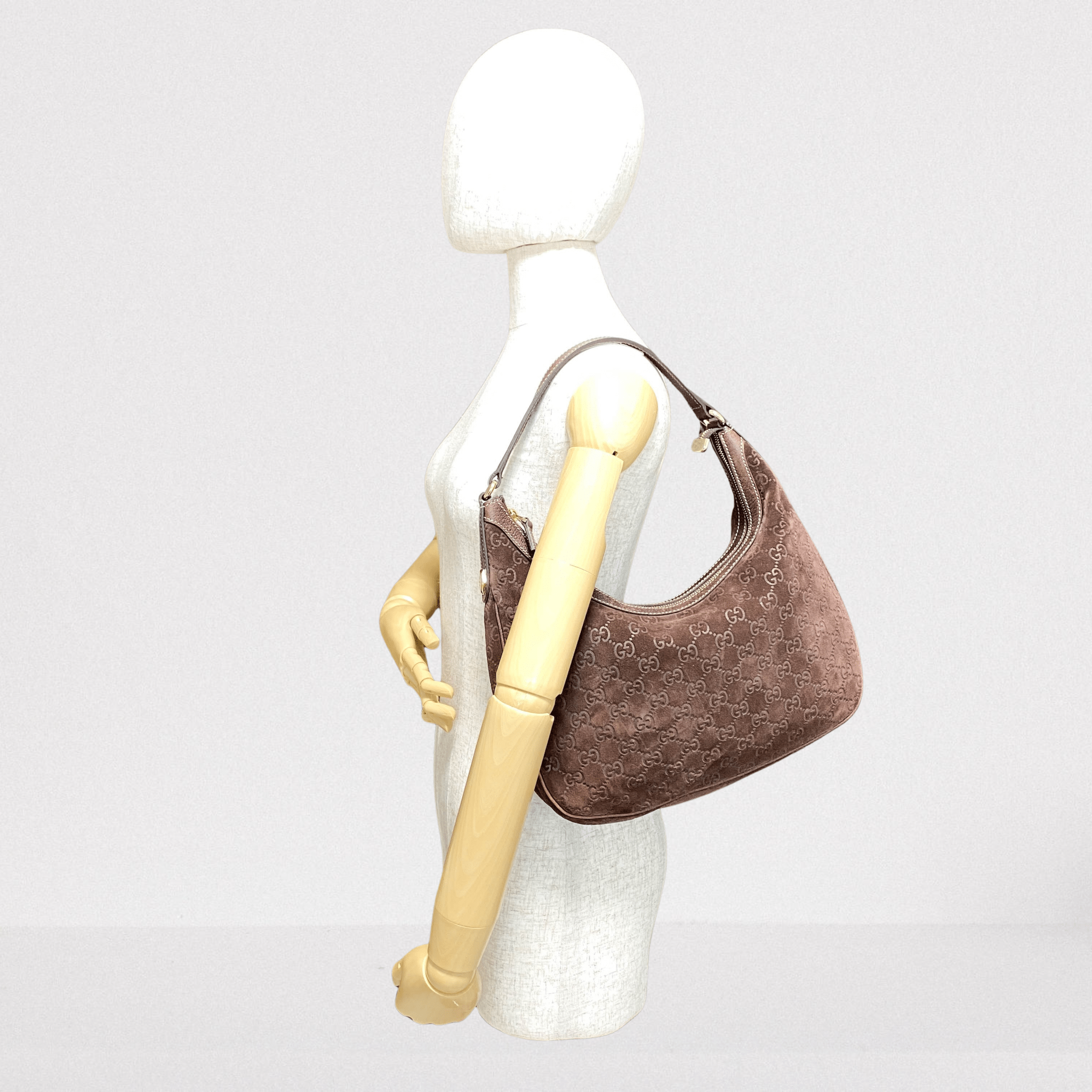 GUCCI GG Brown Suede Hobo Shoulder Bag, in , Sold by HIVE PRELOVED - Shoulder Bags, ,