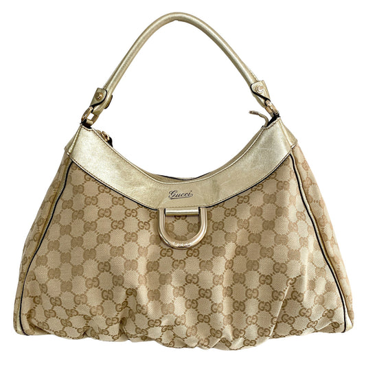 GUCCI GG Canvas Abbey D - Ring Gold Metallic Tote Bag, in , Sold by HIVE PRELOVED - Shoulder Bags, ,