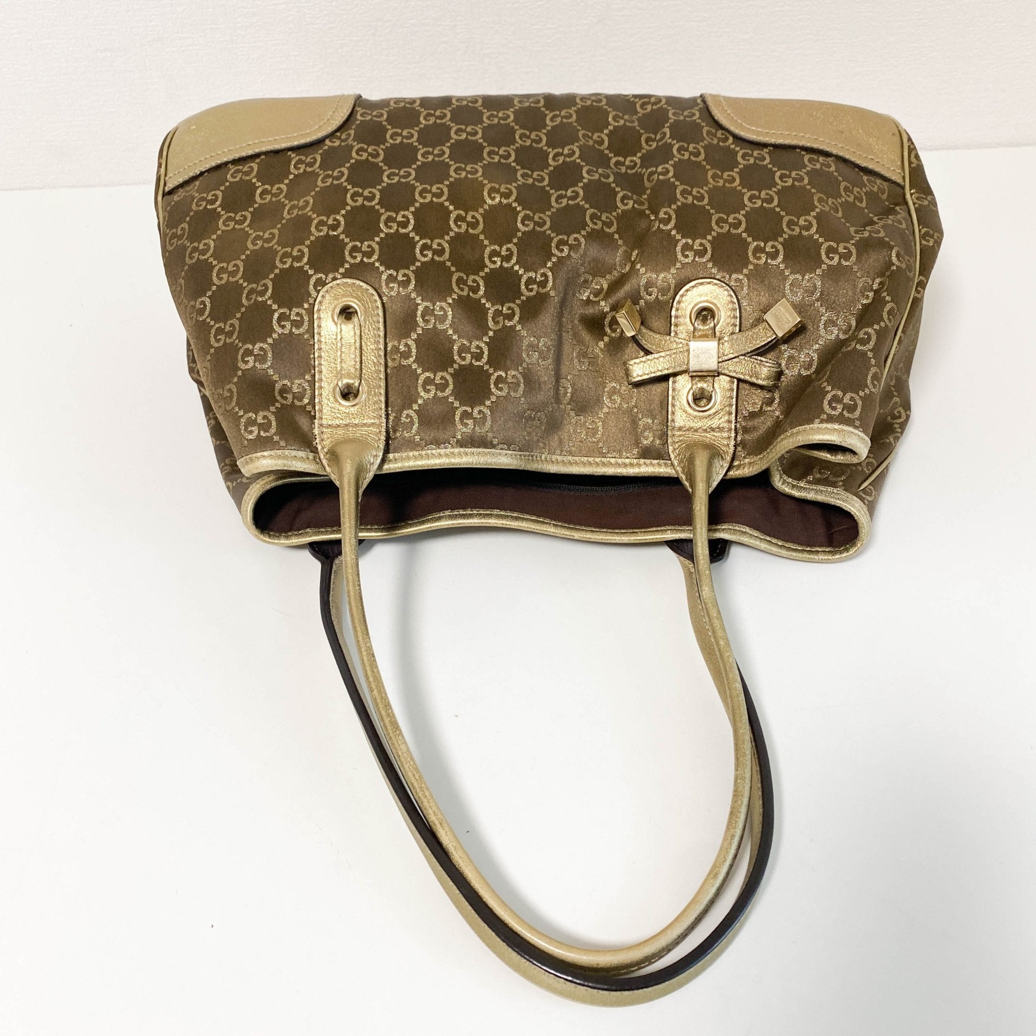 GUCCI GG Canvas Gold/Brown Leather Totes, in , Sold by HIVE PRELOVED - Totes, ,