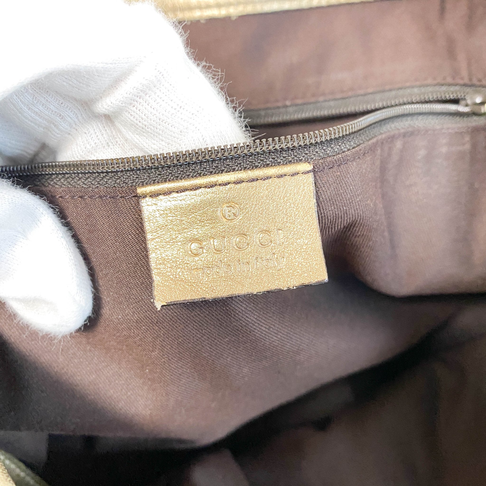 GUCCI GG Canvas Gold/Brown Leather Totes, in , Sold by HIVE PRELOVED - Totes, ,