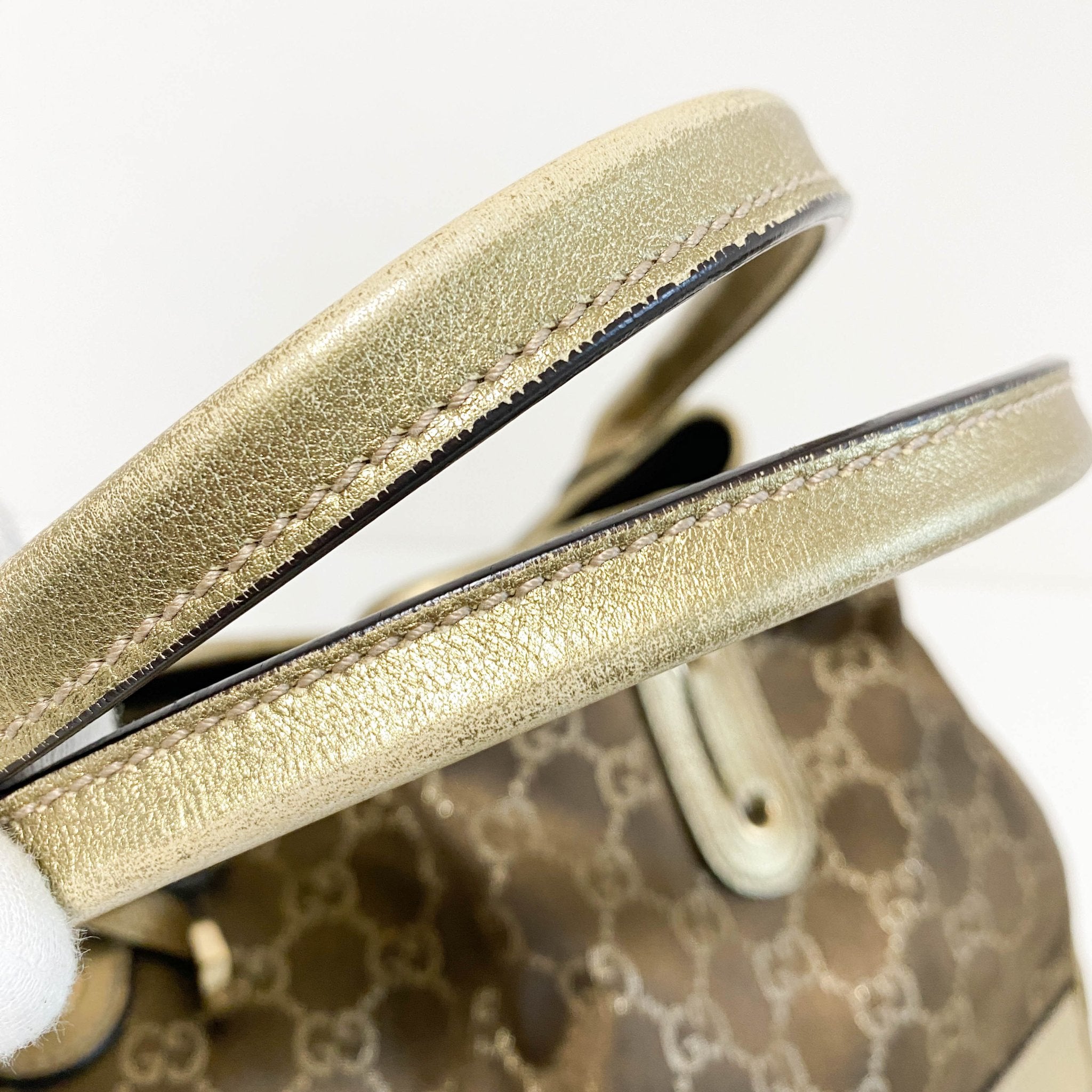 GUCCI GG Canvas Gold/Brown Leather Totes, in , Sold by HIVE PRELOVED - Totes, ,