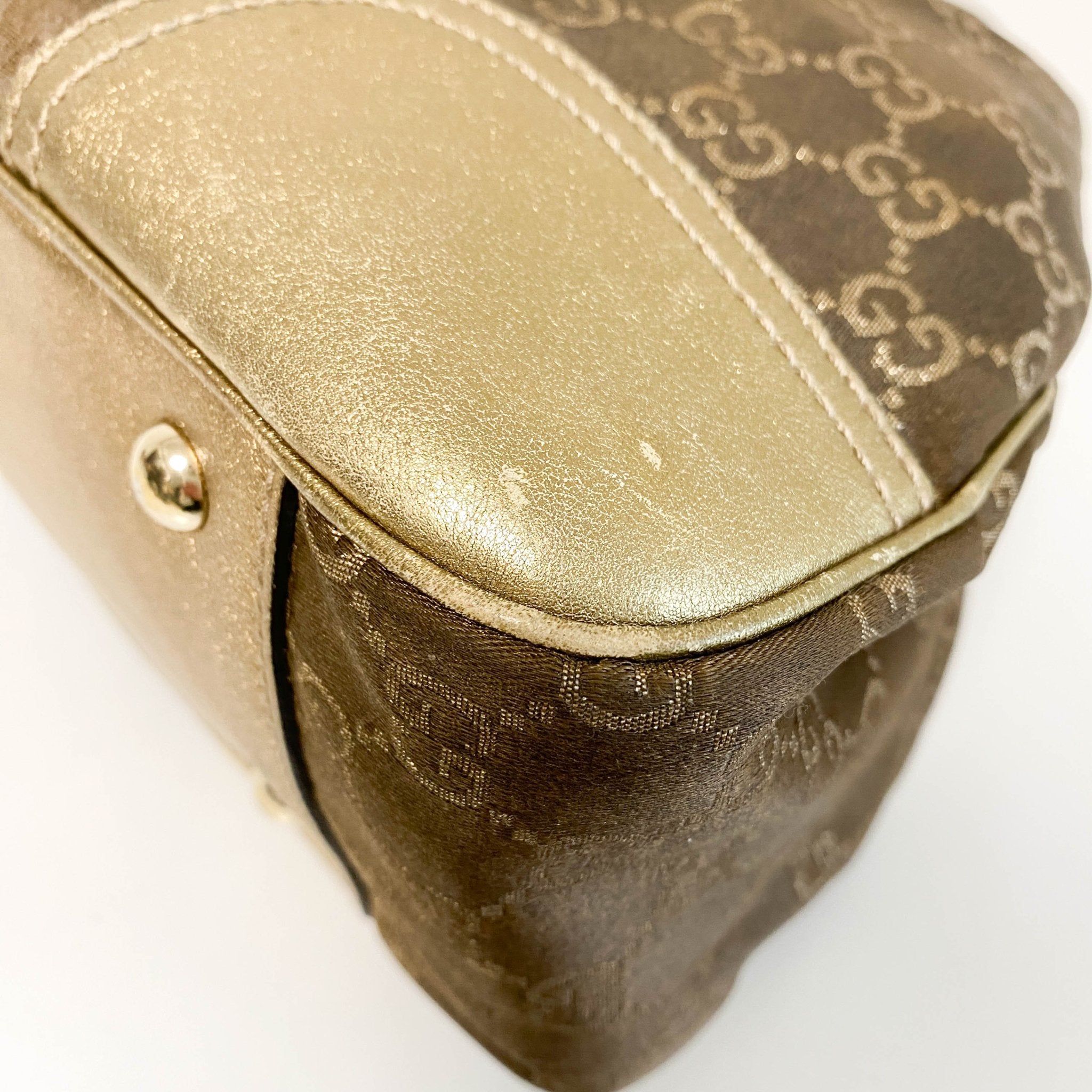 GUCCI GG Canvas Gold/Brown Leather Totes, in , Sold by HIVE PRELOVED - Totes, ,