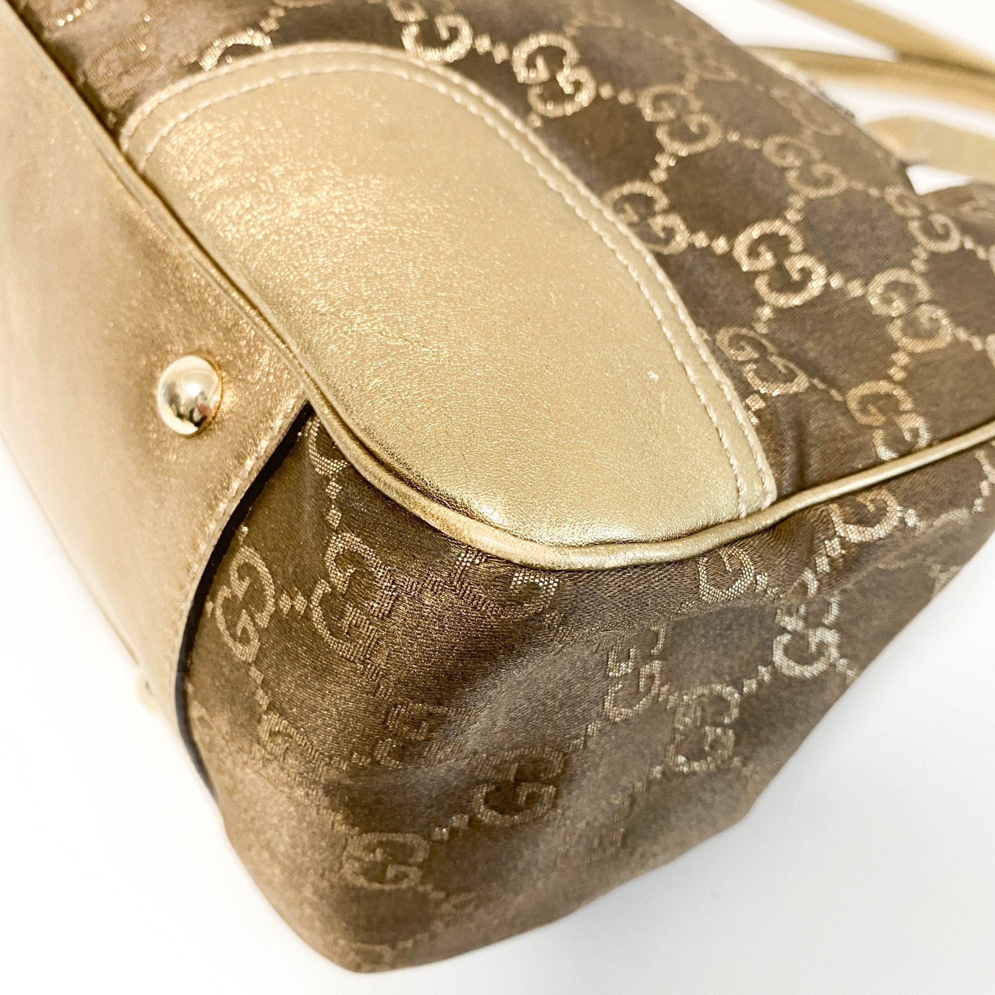 GUCCI GG Canvas Gold/Brown Leather Totes, in , Sold by HIVE PRELOVED - Totes, ,