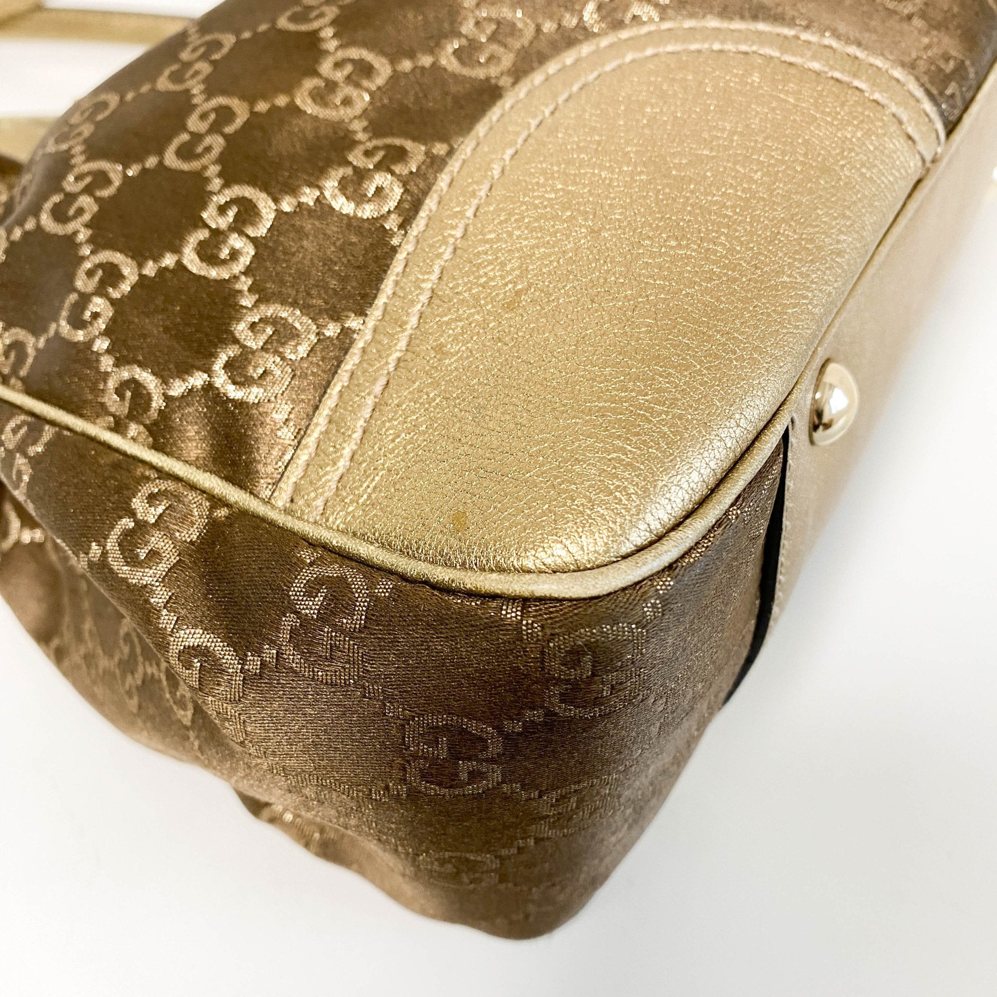 GUCCI GG Canvas Gold/Brown Leather Totes, in , Sold by HIVE PRELOVED - Totes, ,