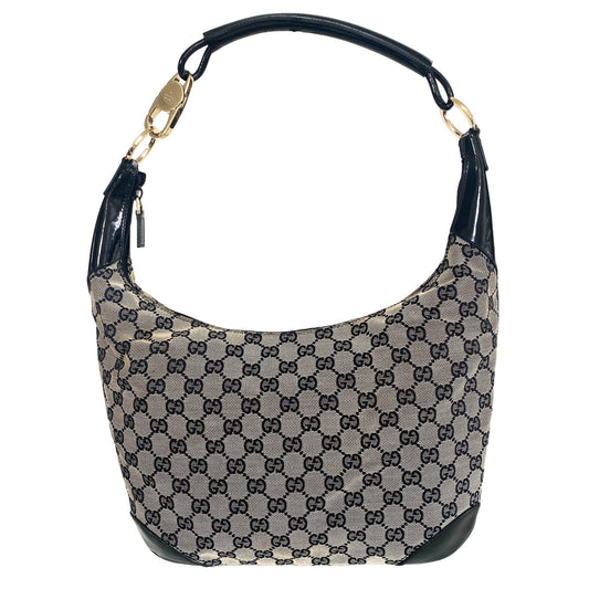GUCCI GG Canvas Hobo Bag Grey Navy blue, Cotton Canvas in Navy, Sold by HIVE PRELOVED - Shoulder Bags, ,