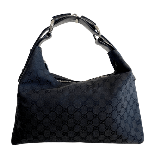 GUCCI GG Canvas Hobo Black Horsebit Shoulder Bag, in , Sold by HIVE PRELOVED - Shoulder Bags, ,
